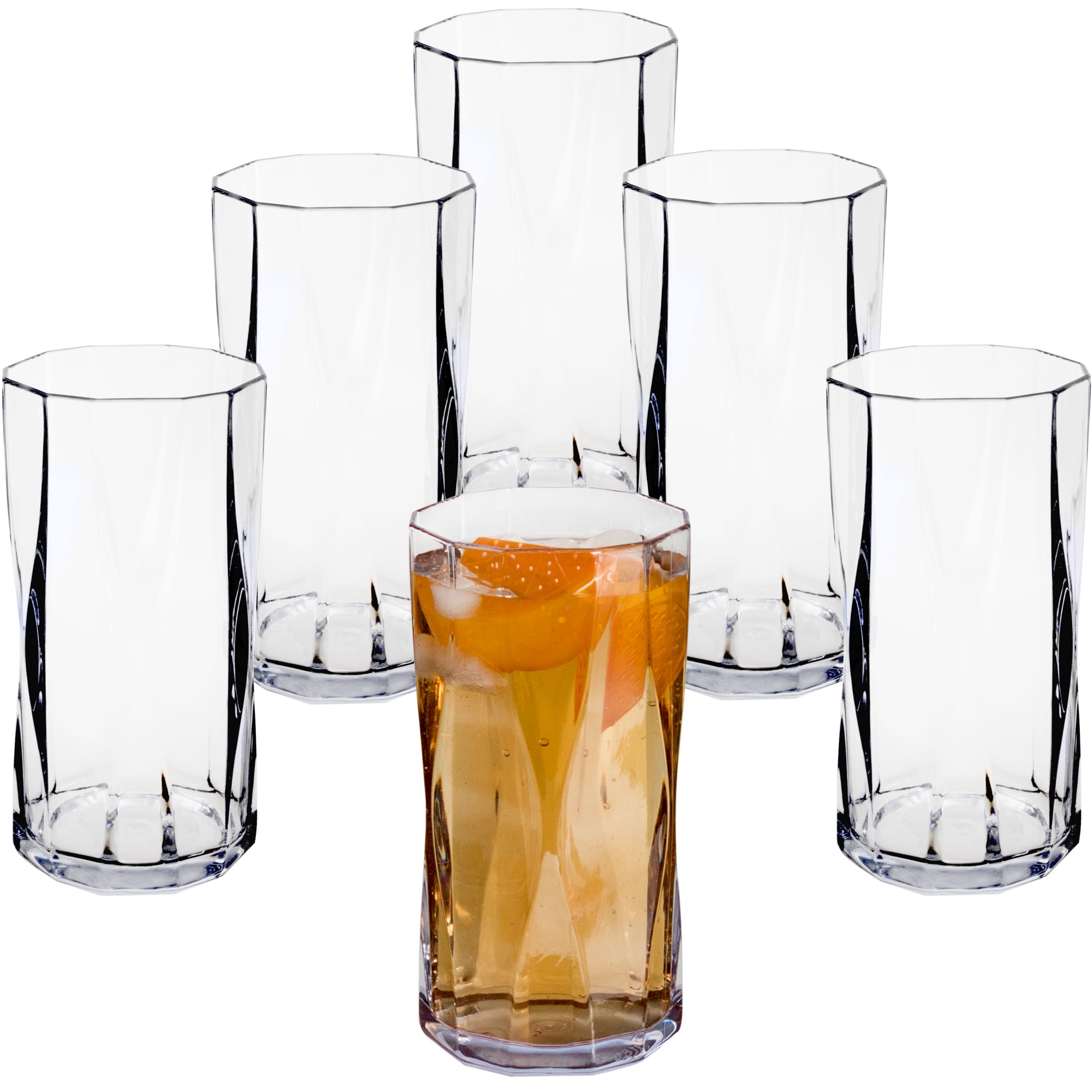 Image of 6x Acrylic Camping Glass 450ml Clear - Acrylic Glass Plastic Water Glass | Optics Picnic Cup For Kids Seniors Long Drink