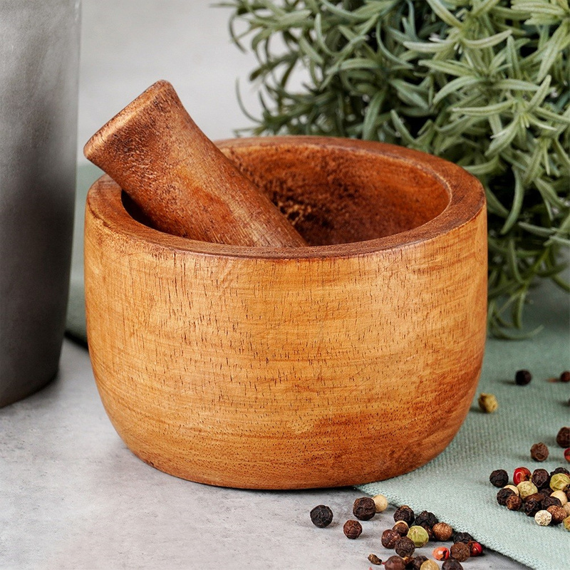 Wooden Spice Mortar And Pestle Set