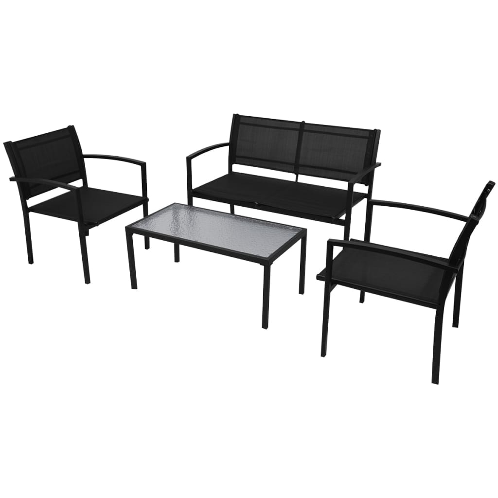 vidaXL Loungeset Textileen Zwart 4- Tuinset Lounge Set Tuin Buiten Set