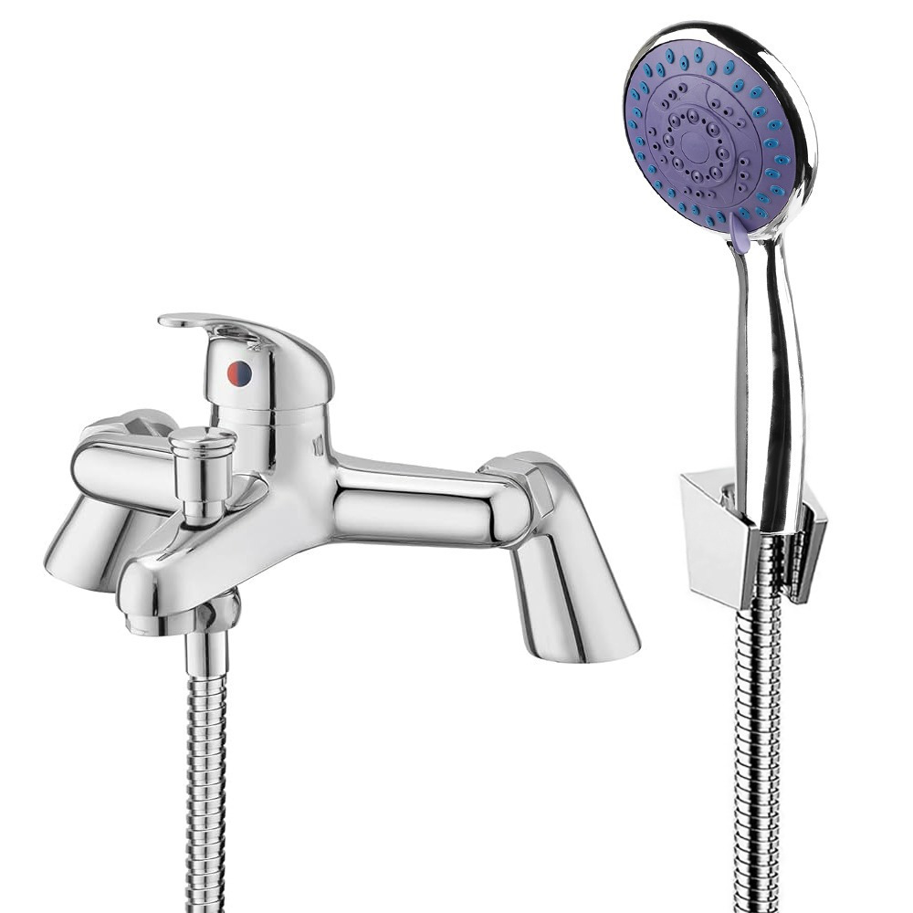 TEMU Bathroom Bathtub & Basin Mixer Faucet, 1 Set Chrome Plated Single Handle Shower Tap With 1.5m Hose And Handheld Shower Head