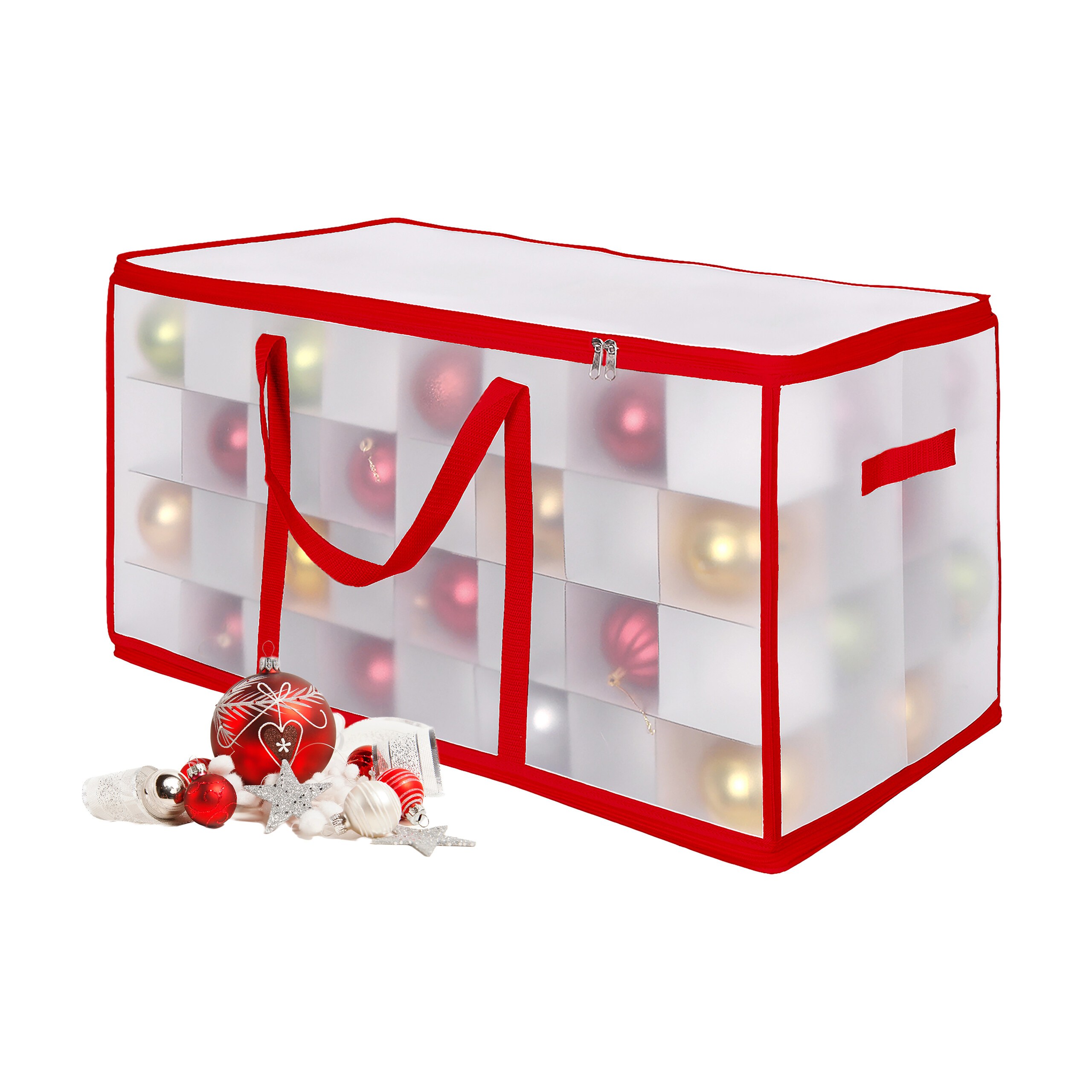 E-shop Weihnachtskugel-Aufbewahrungsbox in Transparent/ Rot - (B)73 x (H)37 x (T)36 cm