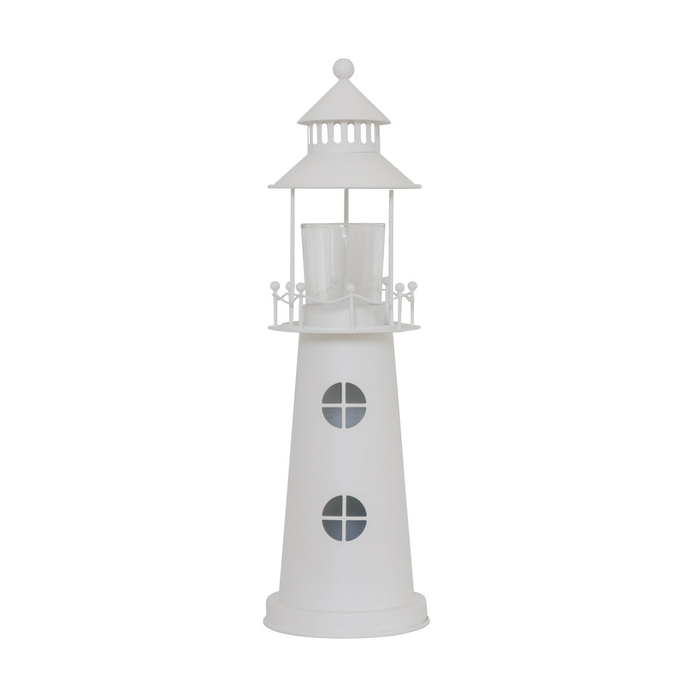 Lighthouse White Made Of Metal H37cm Decoration Beach House