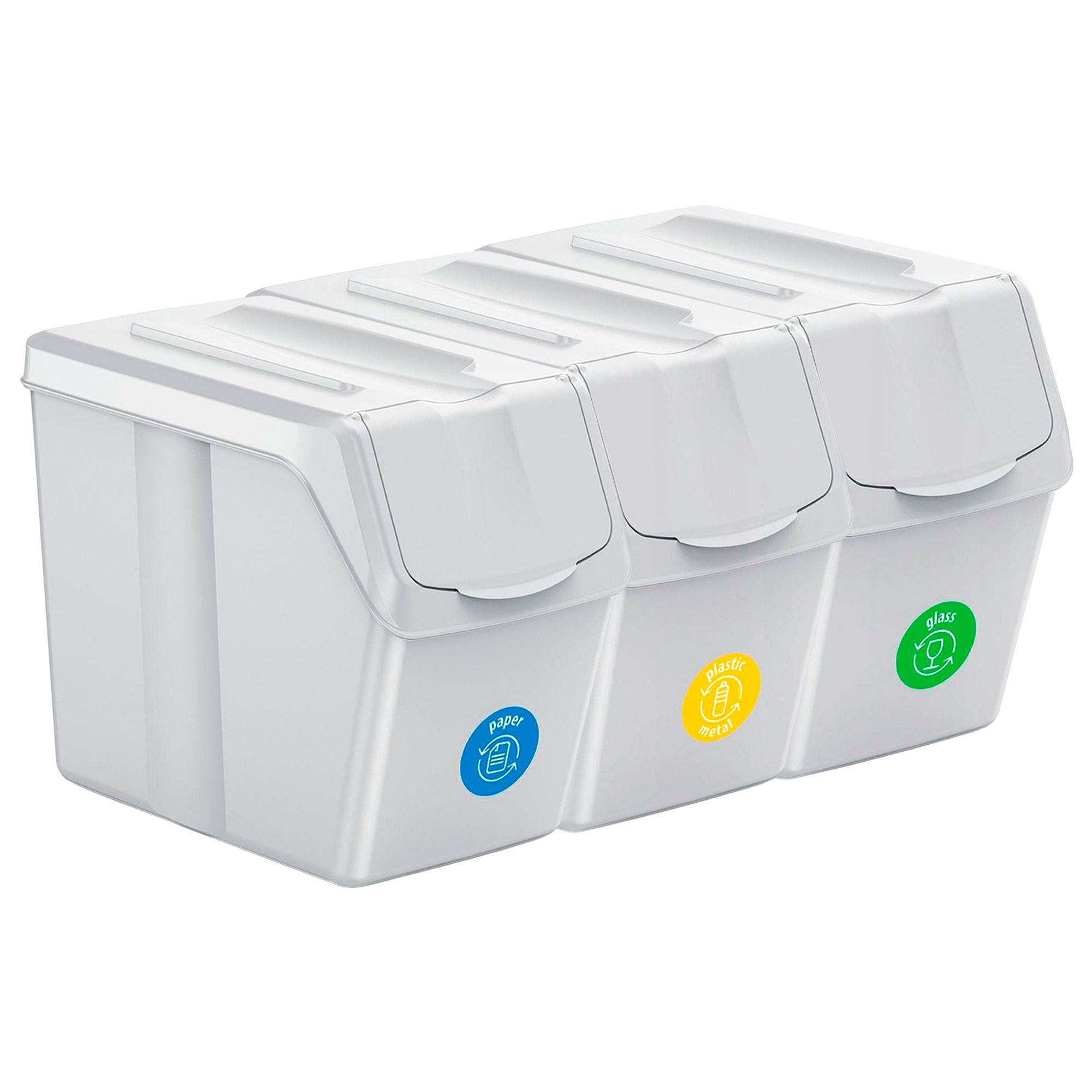 Keden Sortibox Set Of 3 Recycling Trash Bins, 60l, 39.5x23.2x46 Cm