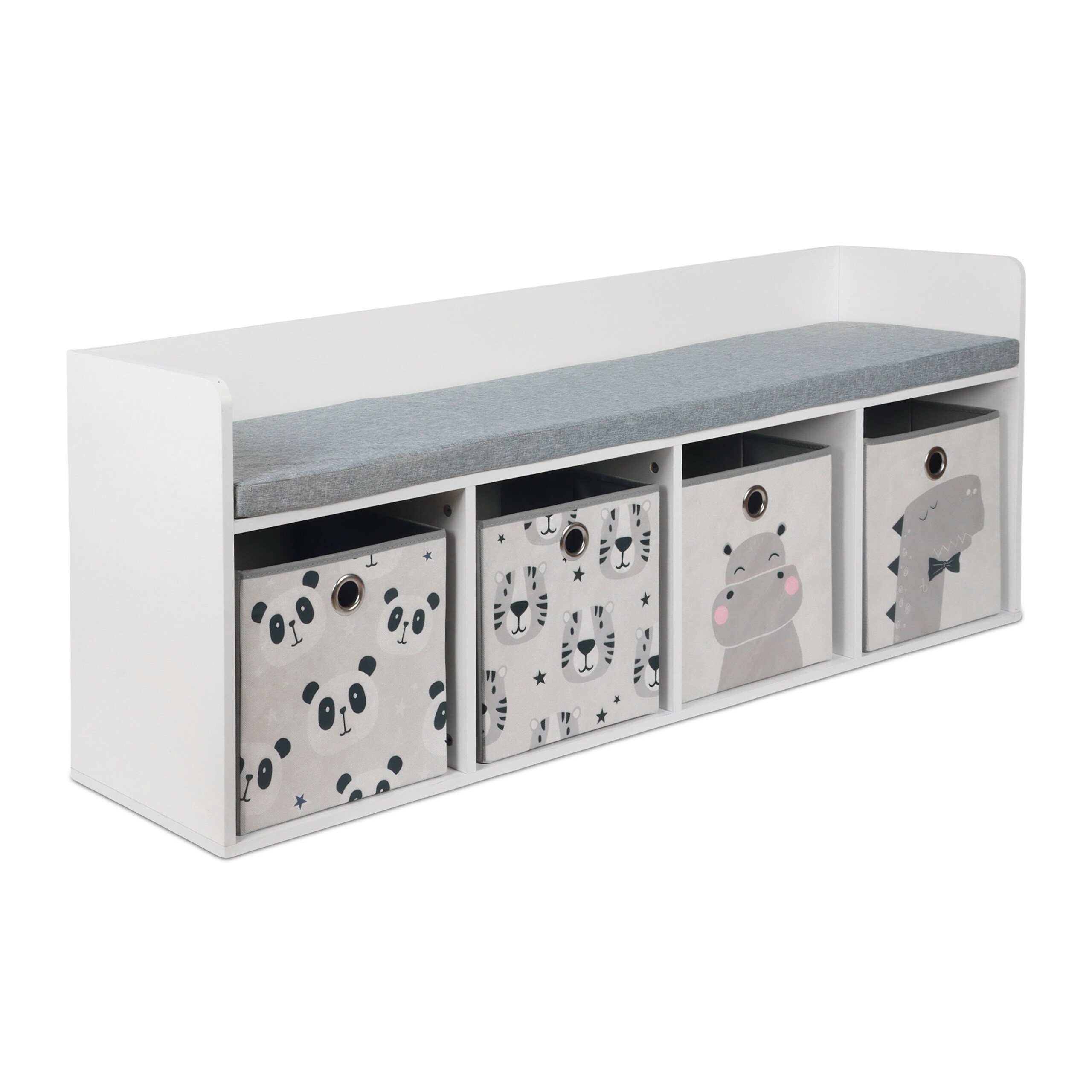 Kids' Bench In Gray/white - (w) 142 X (h) 54 X (d) 32 Cm
