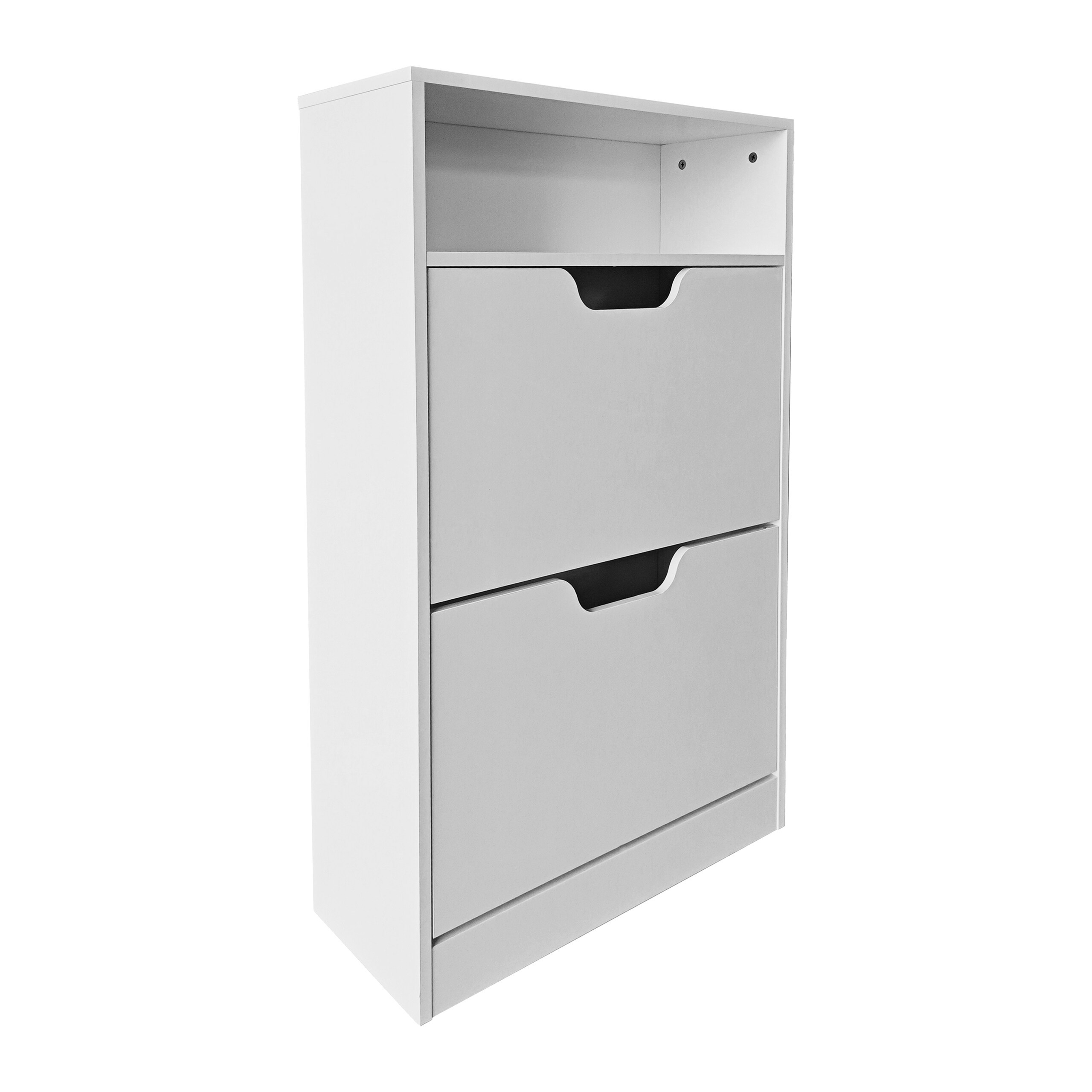 Image of Shoe Cabinet In White - (w)60 X (h)102 X (d)24 Cm