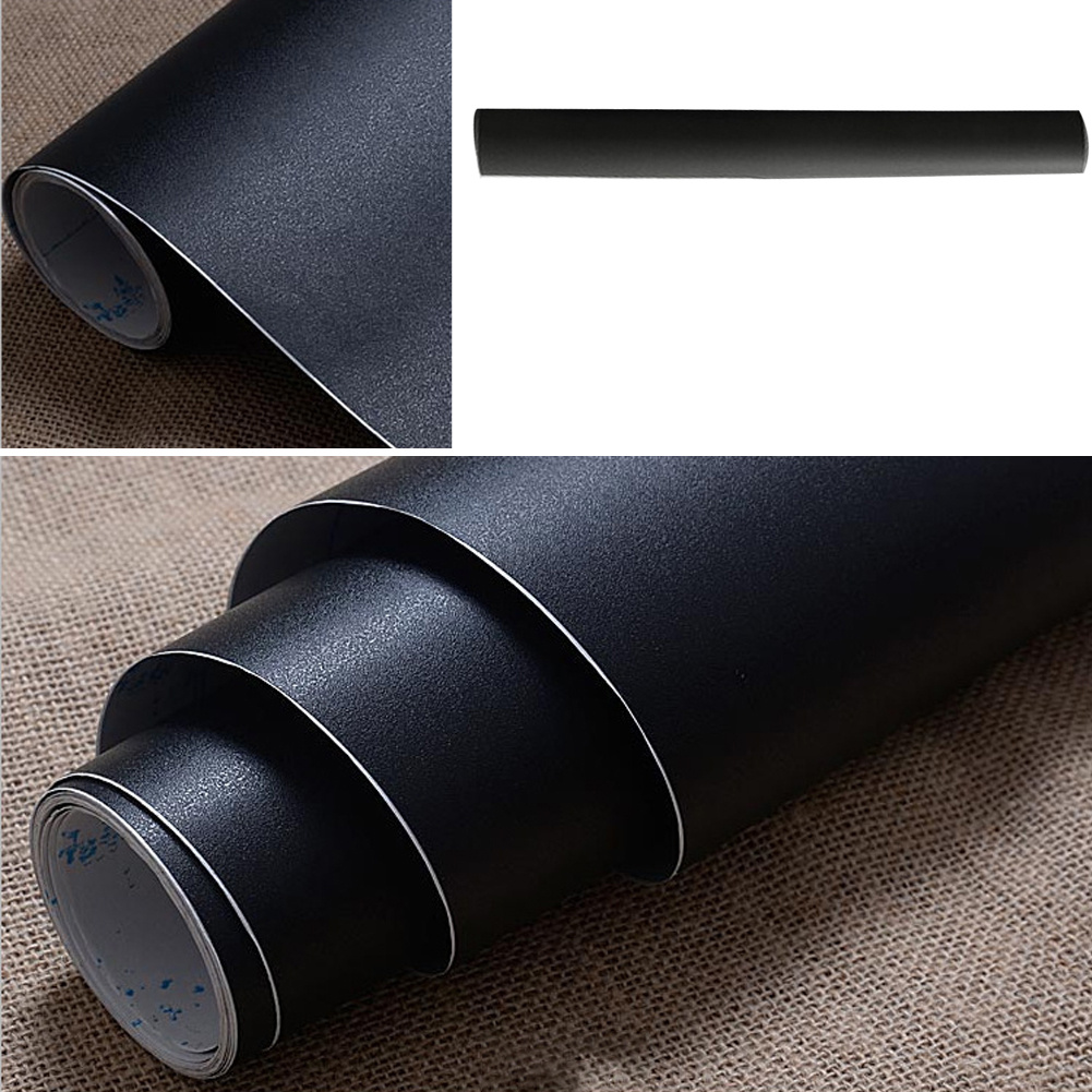 TEMU Black Vinyl Wrap Matt 61x500cm Black Sticky Back Plastic Roll Self Adhesive Wallpaper For Furniture Kitchen Cupboard Covering Contact Paper