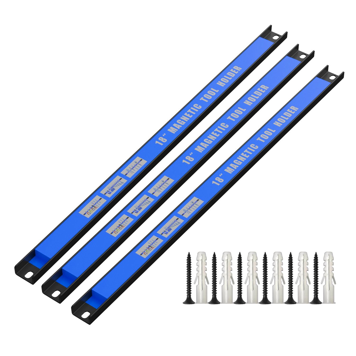 E-shop 3er Magnetleisten Set für Werkzeug - Gesamt 45.5 x 2..3 cm - Magnetfläche 40 x 1.8 cm - Magnetische Werkzeughalter Leiste zum bohren Wandhalter