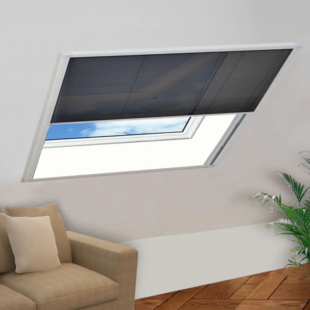 Vidaxl Insect Screen For Roof Window, Aluminum Frame, 120x120cm, Pleated Fly Mesh