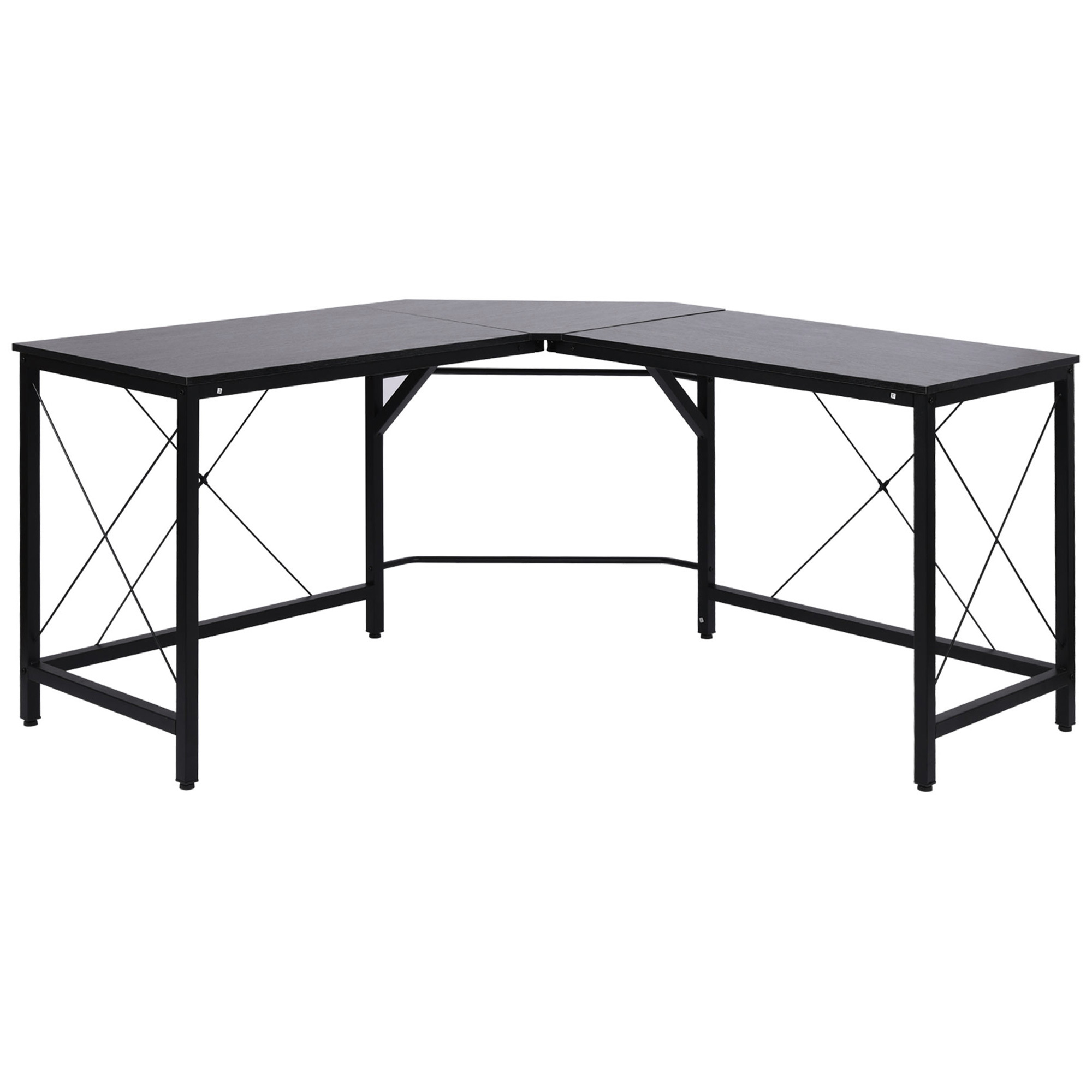 TEMU Escritorio de L Escritorio Esquinero Moderno con de Acero Carga 70 kg para Oficina Hogar Estudio 150x150x76 cm Negro