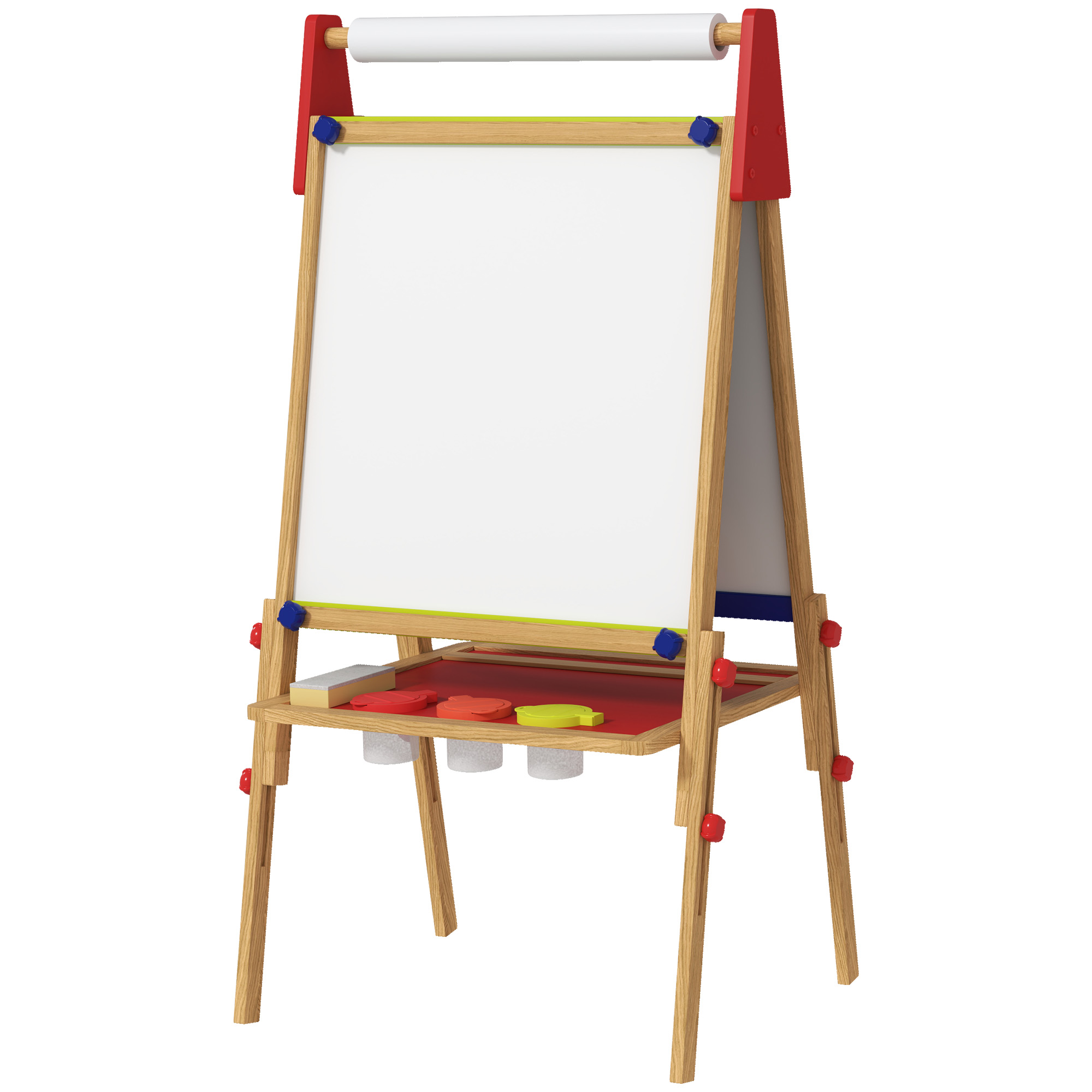   3-In-1   Easel, Chalkboard, Whiteboard, Paper Roll, Including Accessories, Pine Wood, Adjustable