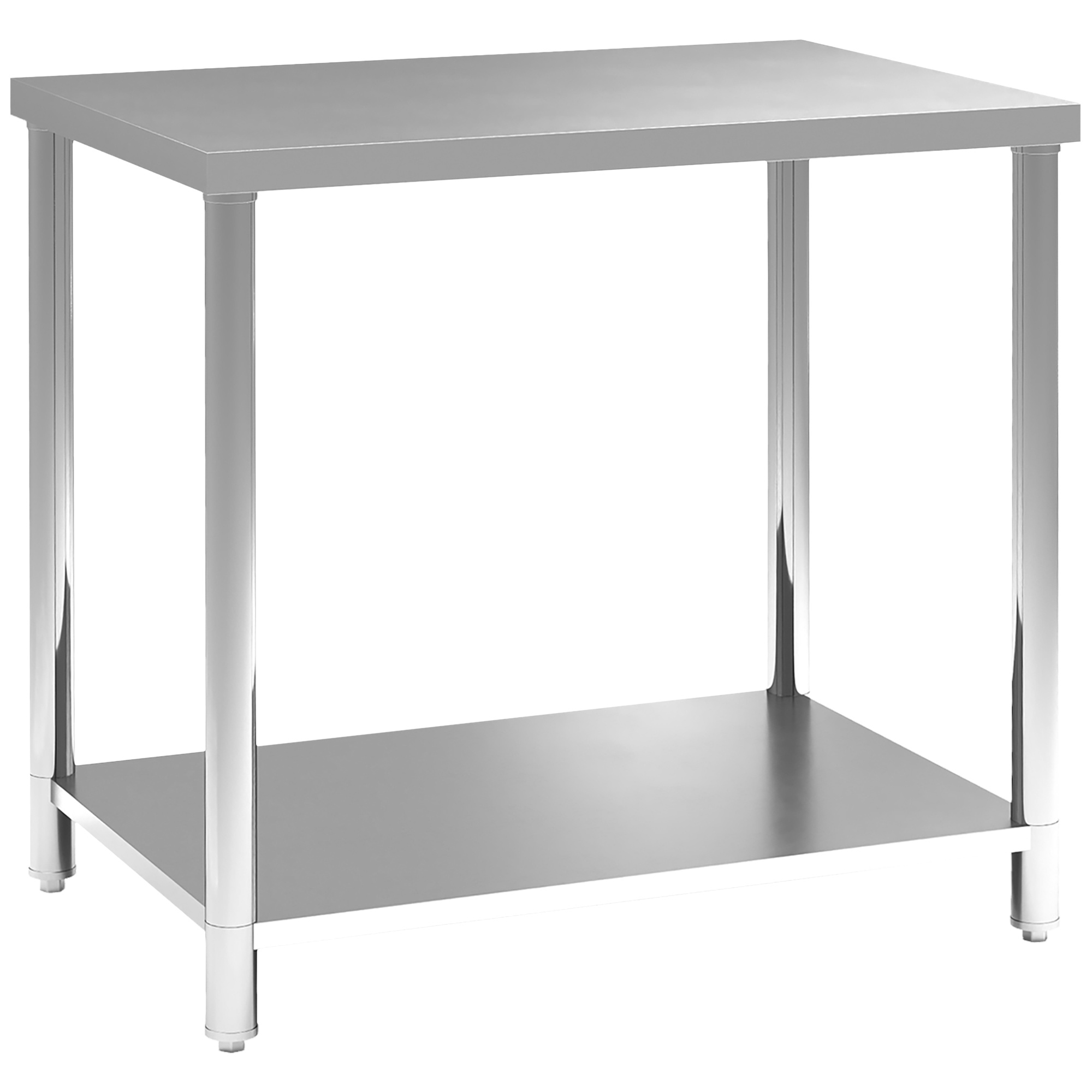 TEMU HOMCOM Tavolo da lavoro in acciaio inossidabile Tavolo da cucina a 2 livelli, piano di lavoro per cucina, garage, giardino, 36 x 24 x 34 pollici