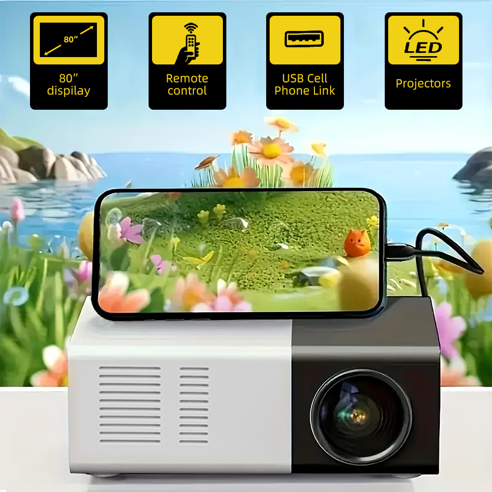 Image of Mini Wired Projector For Home Bedroom, 2026 Portable Home Theater Projector, 1080p Input , Native 480p For Movies Gaming
