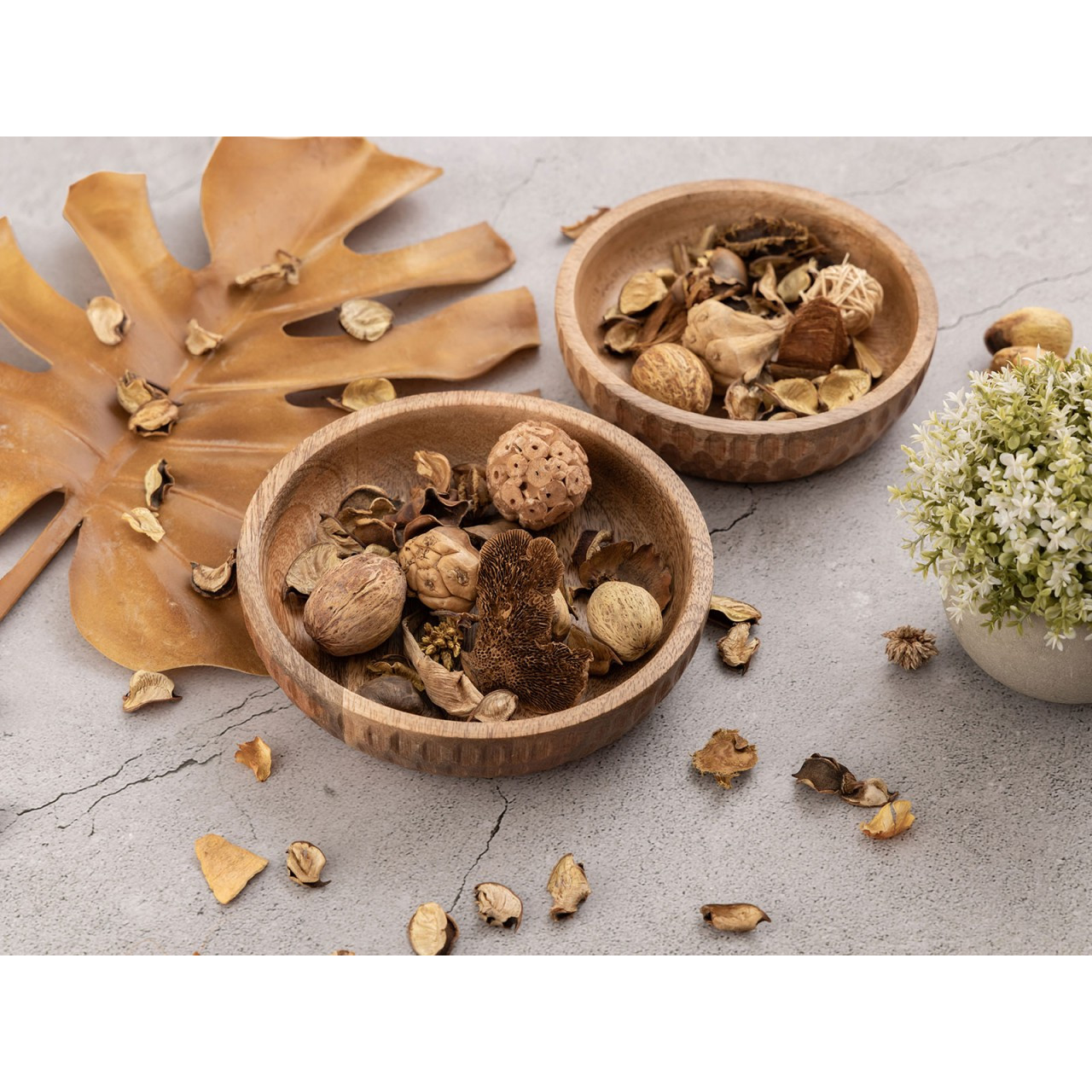 Image of Set Of 2 Wooden Bowls Ø15/17cm H4cm Decorative Bowl Round Mango Wood