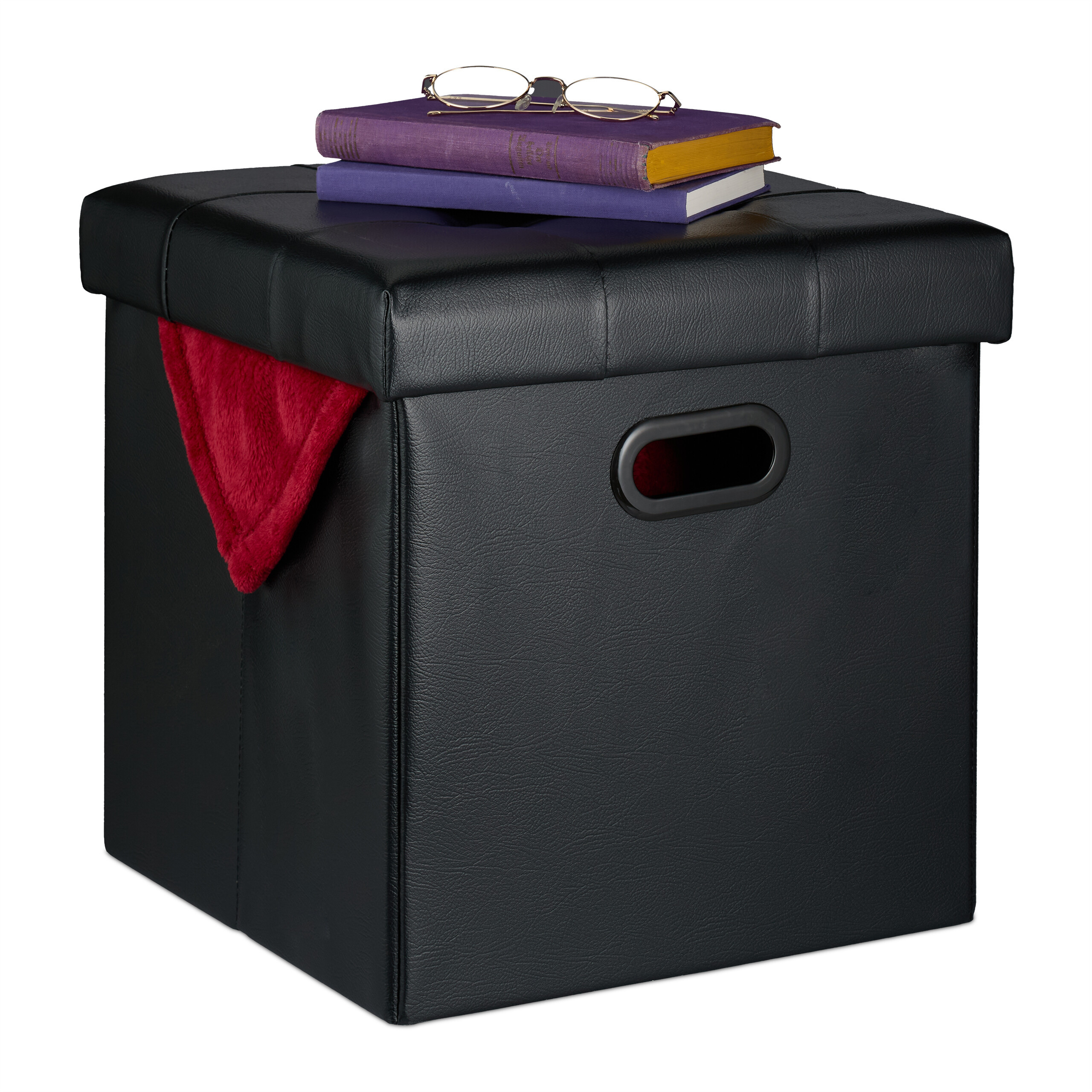 Black Stool - (w)37 X (h)39 X (d)37 Cm