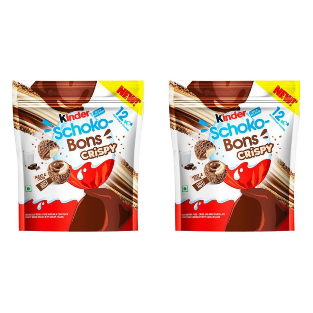 2nd Set Kids Crispy Chocolate Bars - Medium 2x67g - Crispy Chocolate Bars With Creamy Chocolate Filling