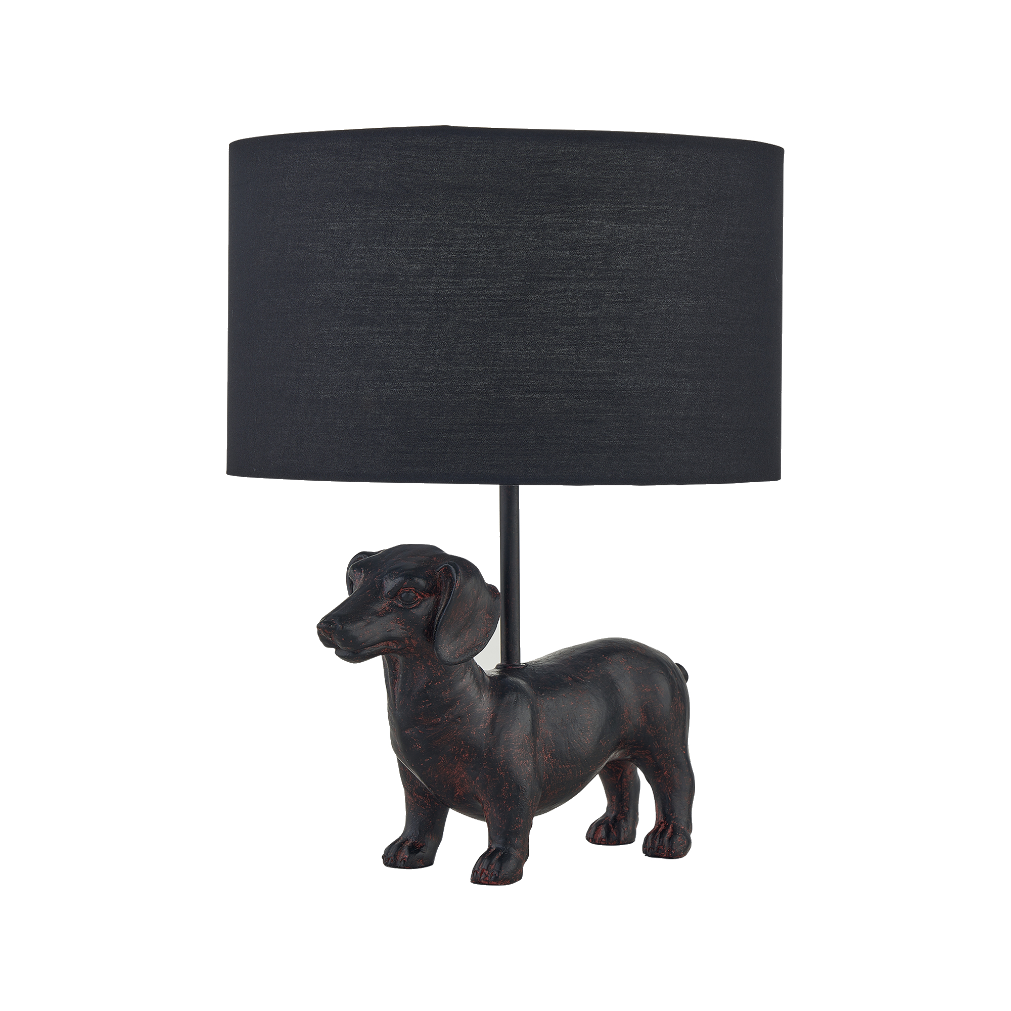 First Choice Lighting Ronnie - Dachshund Dog Lamp with Black Fabric Shade
