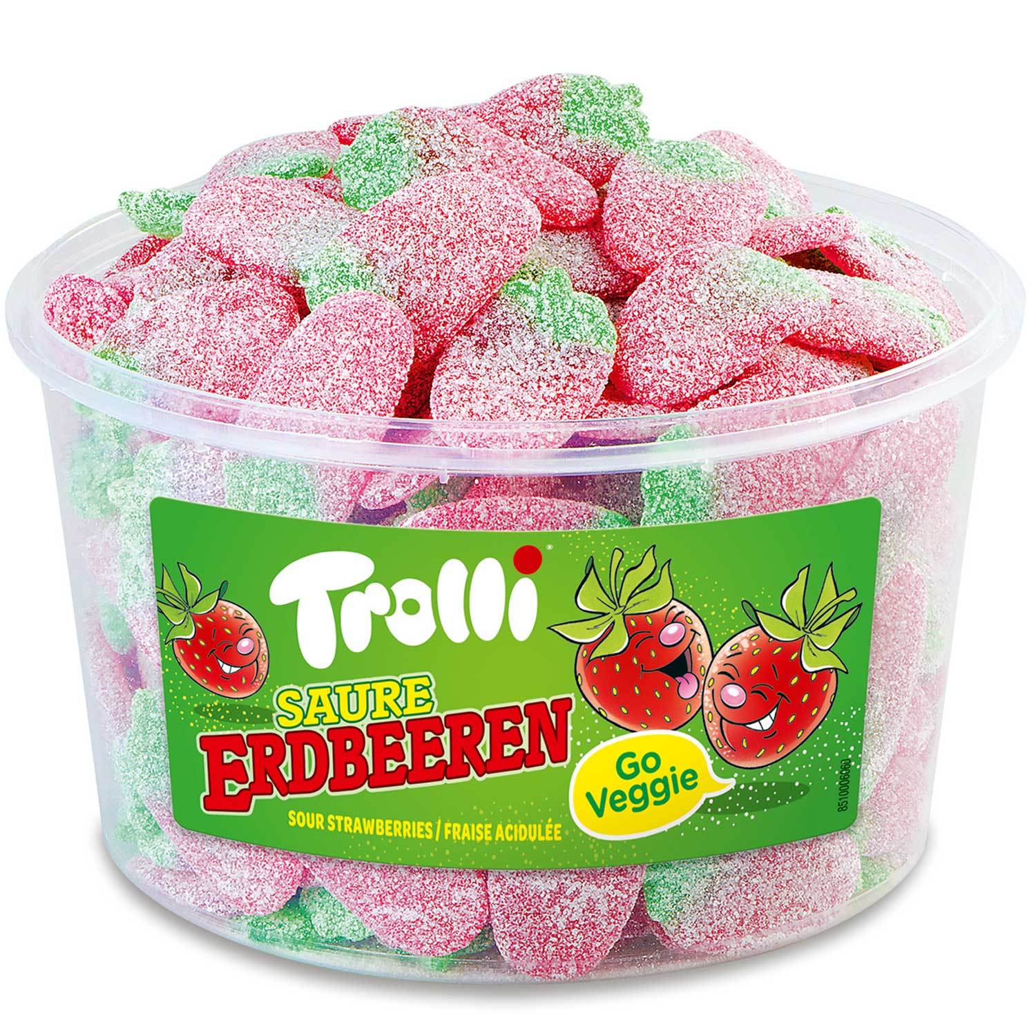 Image of Trolli - Sour Strawberries - Fruit Gum - 150pcs - 1.2kg