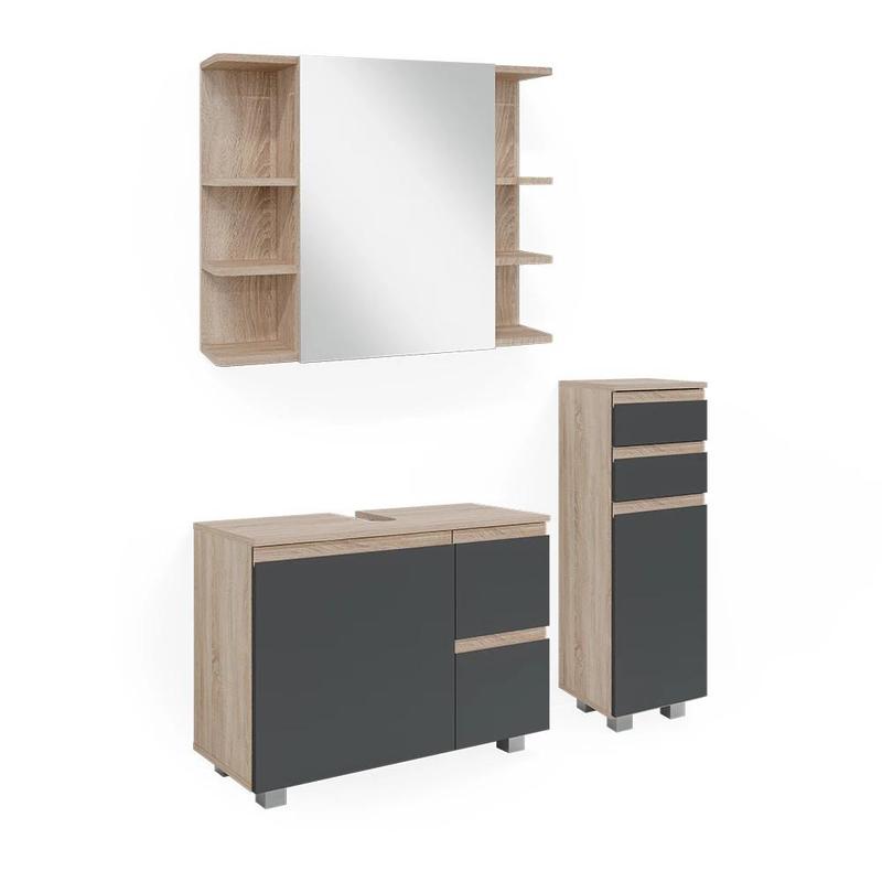 Image of 3pcs Bathroom Furniture Set, Bathroom Cabinet, Bathroom Mirror Cabinet, Bathroom Furniture, Bathroom Cabinet, 16 Mm Chipboard.