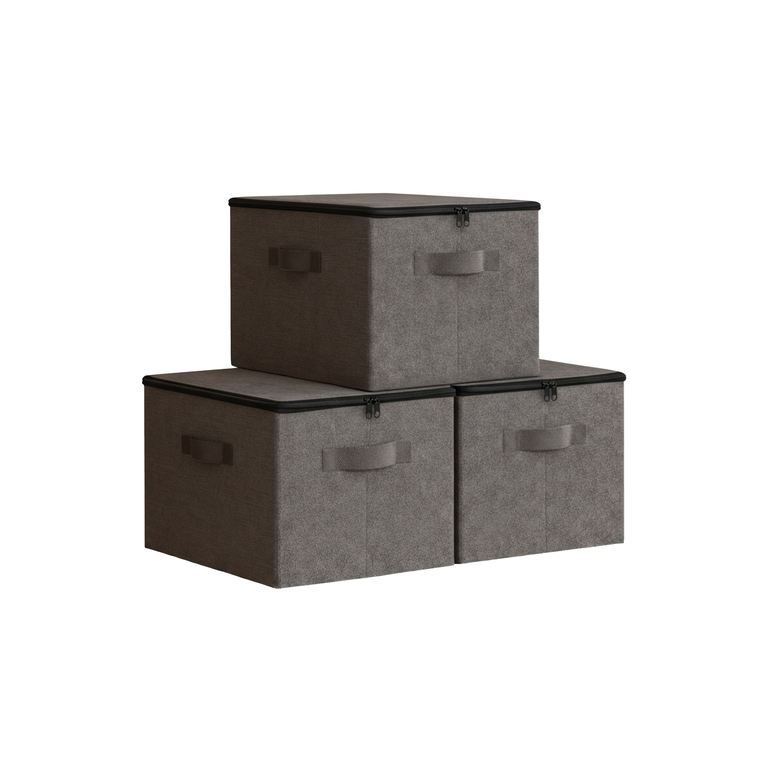 TEMU Storage Bags 3pcs Set, 90 L , Each 24 X 40 X 30 Cm, Polyester, Dark Grey, Zip And 3 Handles, For Clothing, Bedding And Towels, Wardrobe Boxes,