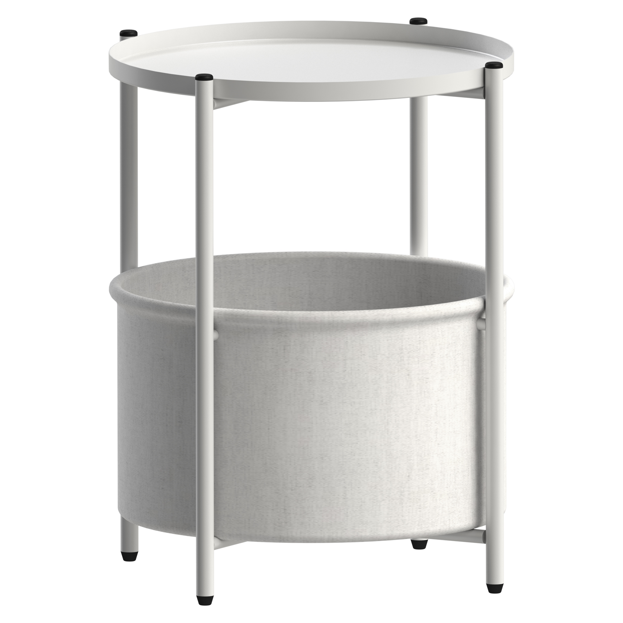 Image of Ml-design Side Table Round Ø45.5 X H 52.5 Cm, Made Of Metal, Coffee Table With Fabric Basket & Removable Tray, Sofa Table With Storage, , Small Table, Living Room Table Nightstand