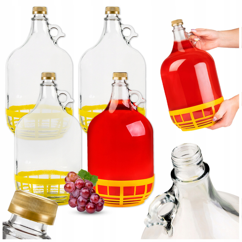 E-shop 4 Stk. Weindekanter Dame 5L Ballon für Wein, Säfte, Liköre, , praktische Glasflaschen für die Heimherstellung von Alkohol und Getränken