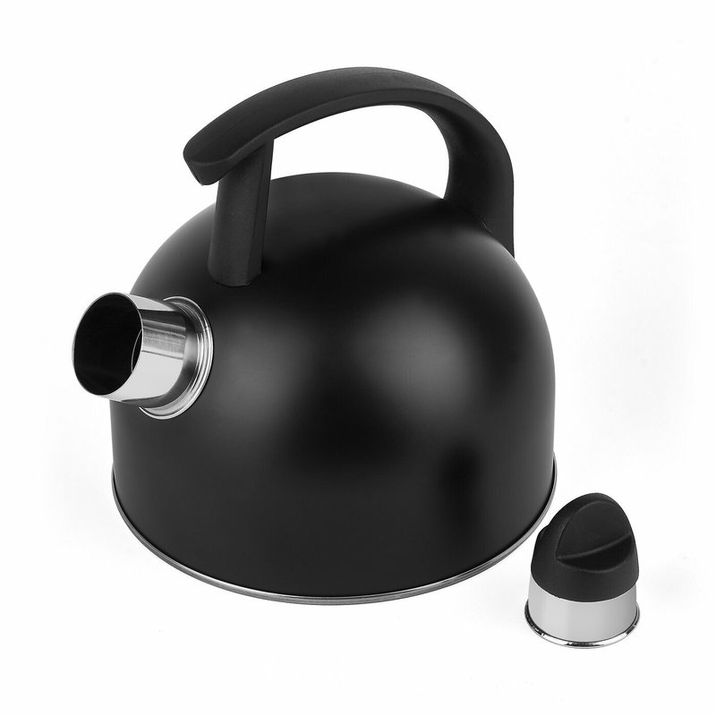 E-shop Tadar 1,5L schwarzer Edelstahl-Wasserkocher mit Pfeife für Gas und Induktion