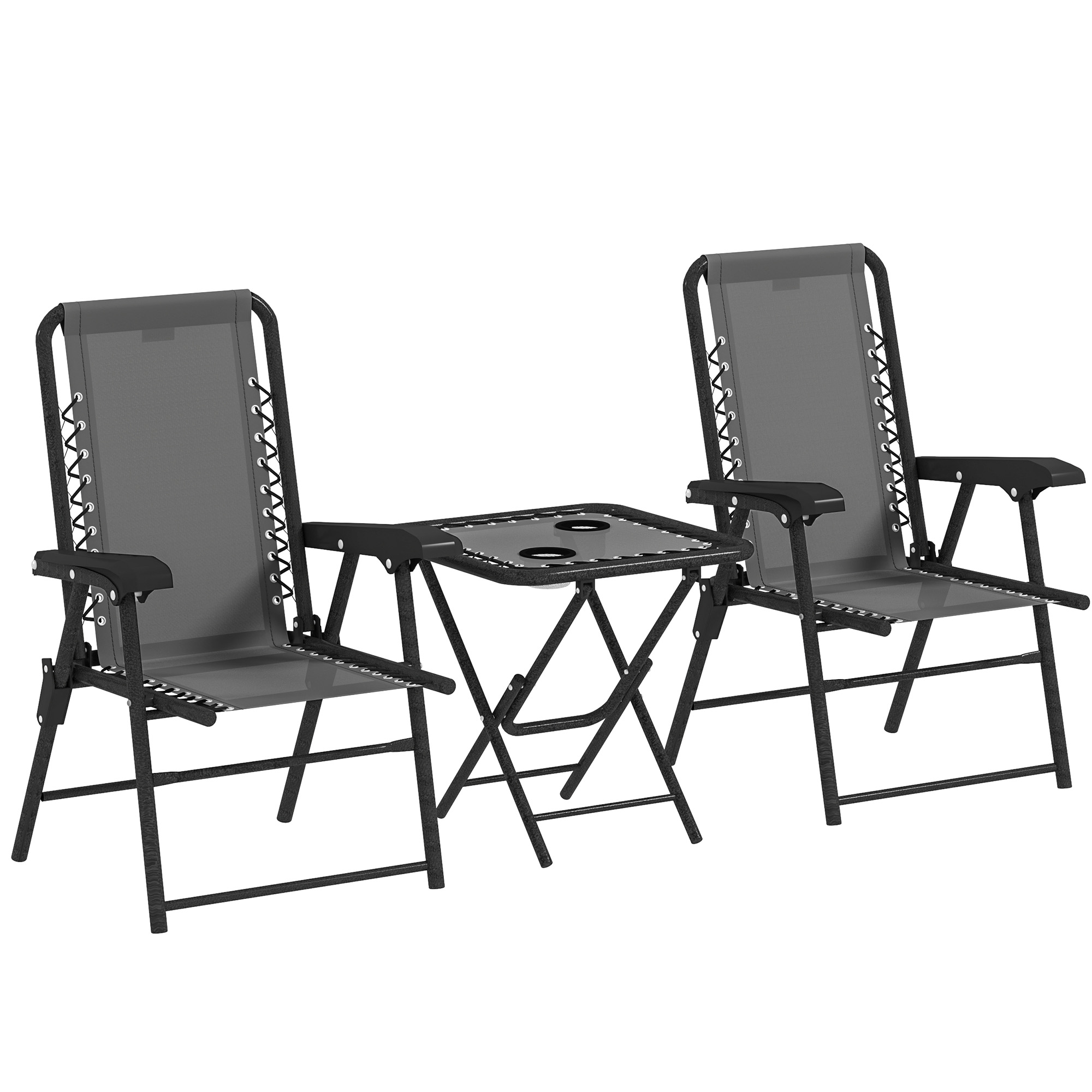 TEMU 3pcs Outdoor Patio Set Bistro Set Folding Garden Furniture With And Cup Holder For Patio