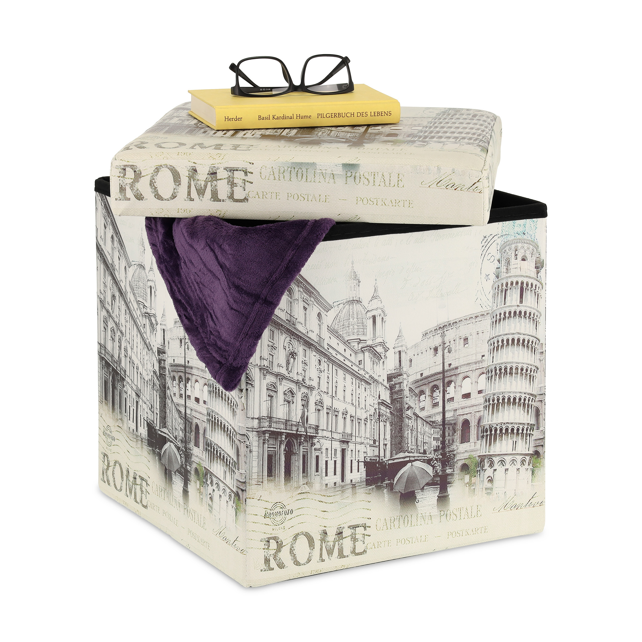 Stool 'rom' In White - (w) X (h)38 X (d) Cm