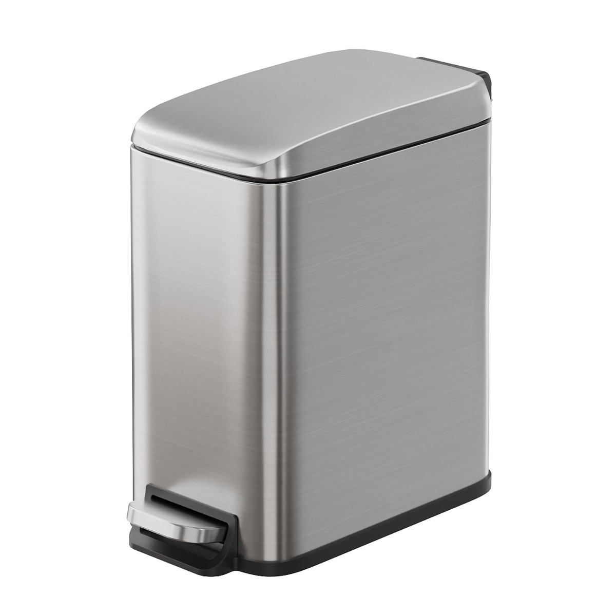 Stainless Steel Pedal Bin With Lid, 5 L Small Pedal Bin For Bathroom, Kitchen, Office, Odour-proof, Quiet Soft Close Function, Removable Inner Bucket, Silver