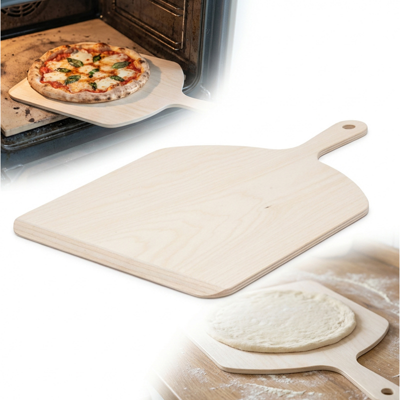 TEMU PLATEAU À PIZZA EN BOIS POUR ET CUISSER GRANDS PIZZAS 43 X 32 Cm