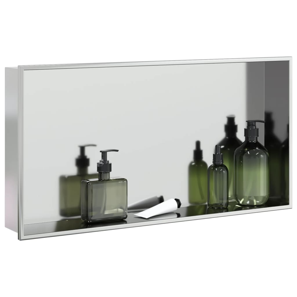Image of Shower Niche Silver Brushed 62x32x9 Cm Stainless Steel, Wall Niche, Shower Wall Niche, Bathroom Niche, Wall Niches, Recessed Shower Niche, Bathroom Niches