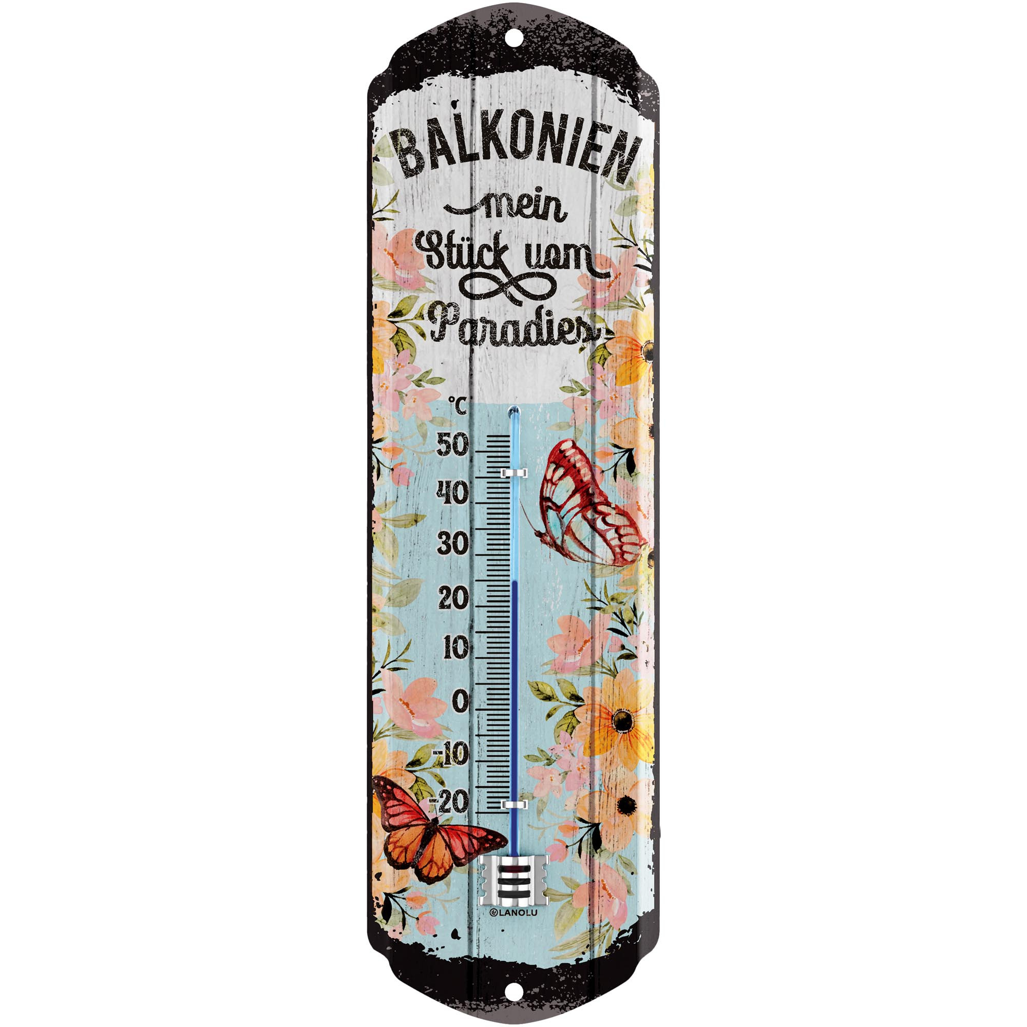 E-shop BALKONIEN THERMOMETER Schild Garten außen - Balkon Deko Garten Vintage Schilder aus Metall Wanddeko 8x28cm Classic Edition