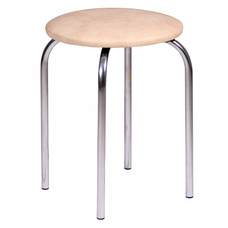 Kitchen Stool Beige With Chrome-plated Metal Legs, Height 45cm