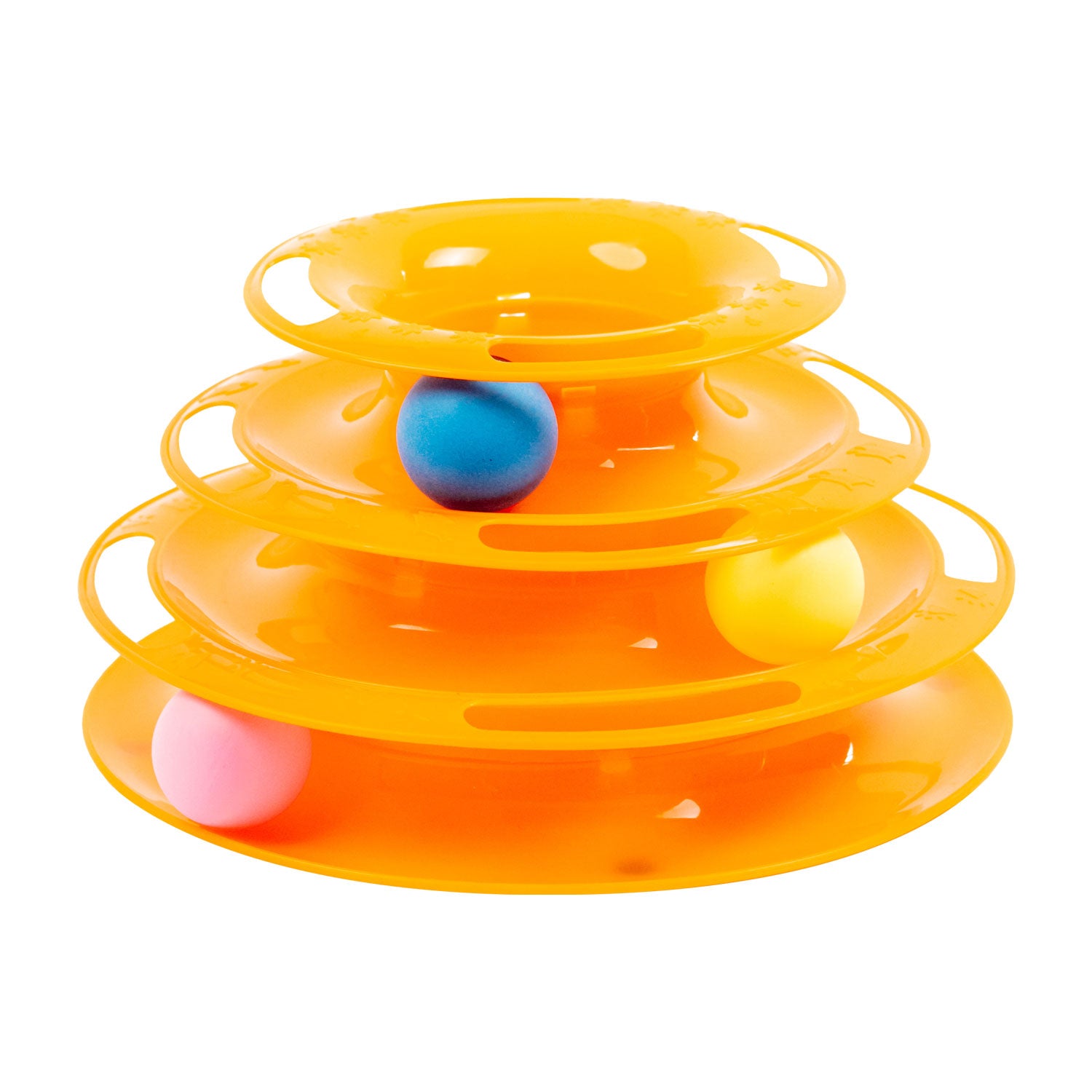 TEMU Aqpet Interactive Game For Cats Tower 25x13 Cm - 3-level Tower With Colorful Rotating Balls - Made Of And Safe Abs - Ideal For Stimulating The