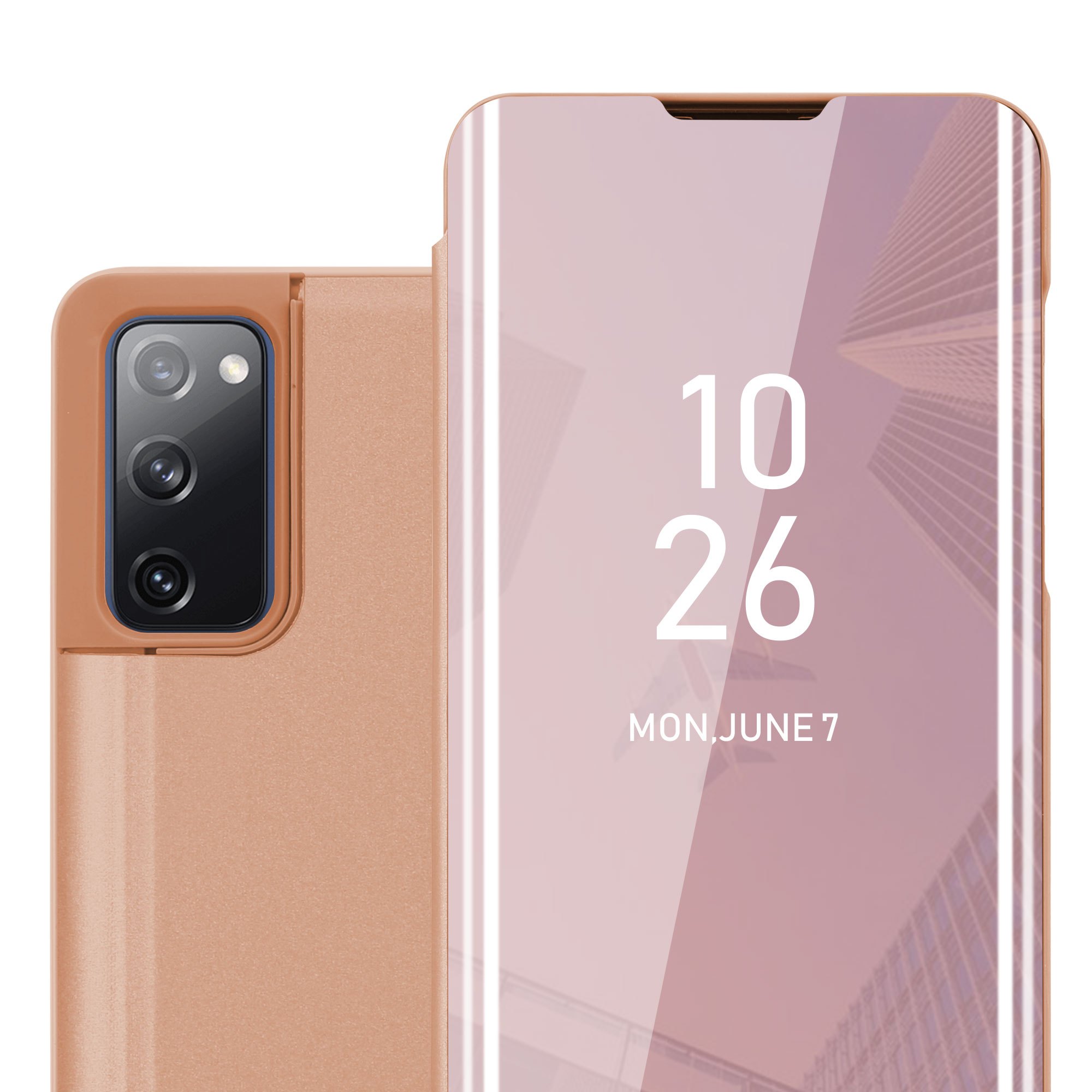 Image of Case Compatible With Galaxy S20 Fe Mirror Protective Case With Stand Function 360 Degree Protection Flip Case Cover Etui Mobile Phone Flip Case Book Bag