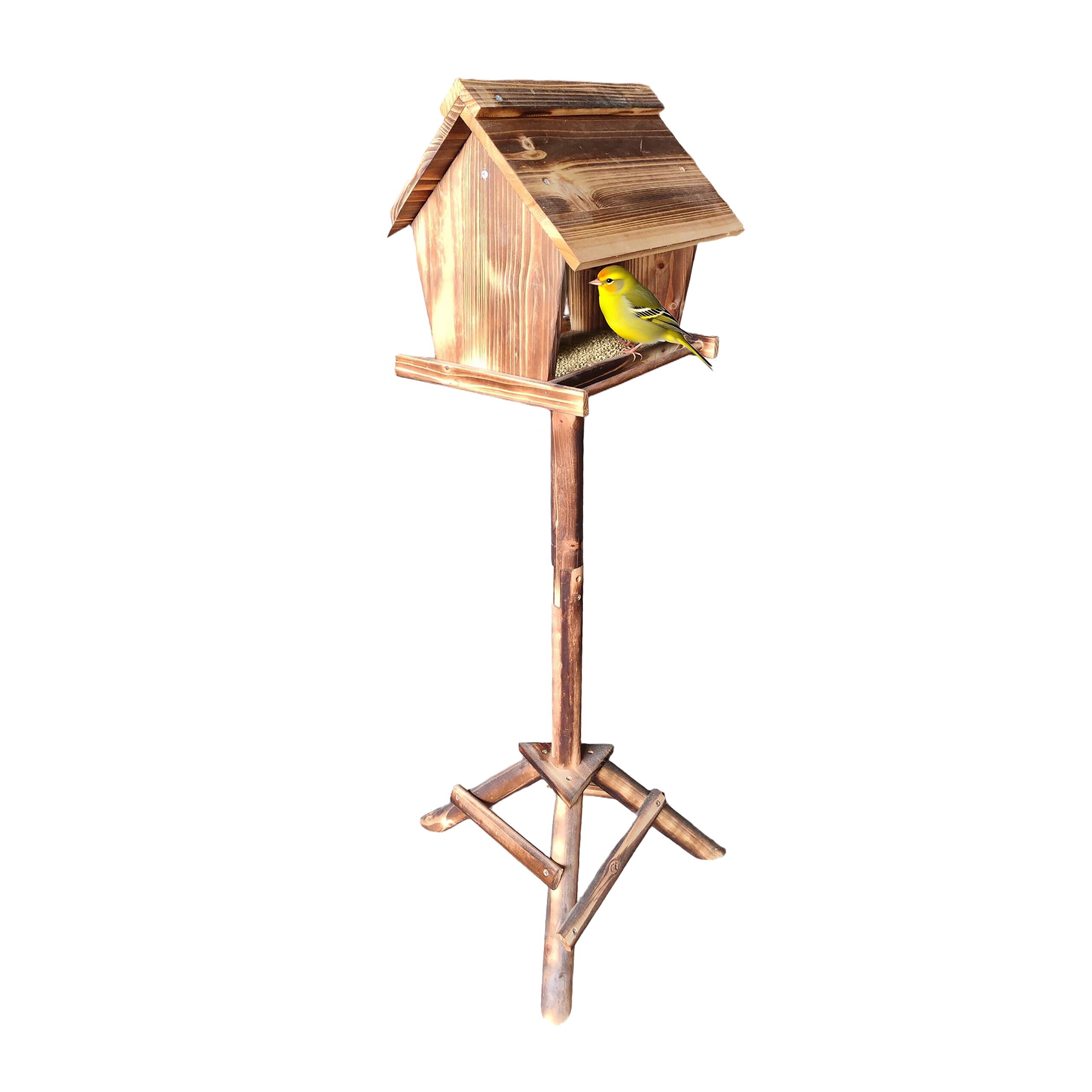 Bird Feeder House In Brown - (w)32 X (h)107 X (d)27 Cm