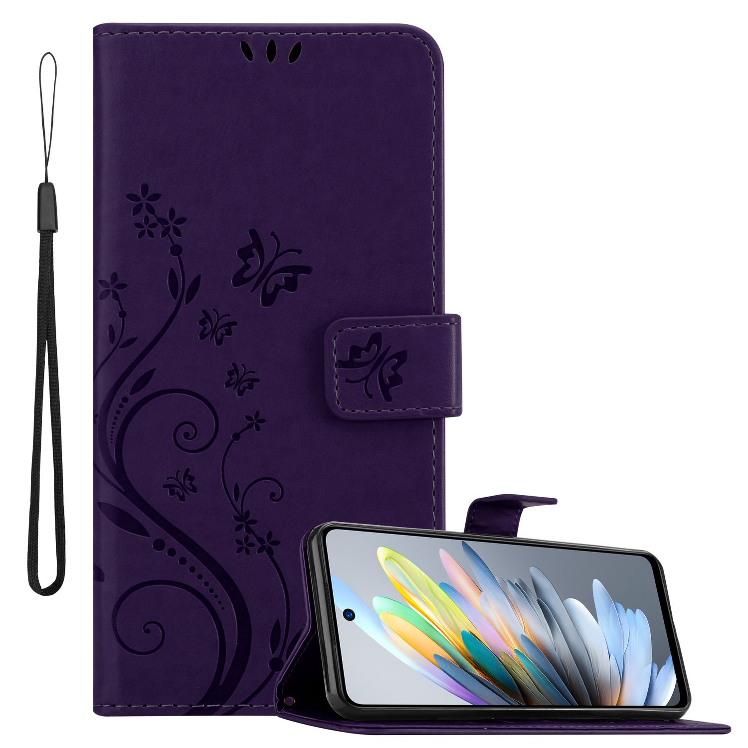 Case Compatible With Zte Blade A75 4g Protective Case In With Magnetic Closure, Stand Function And Card Slots Flip Case Flower Cover Case Mobile Phone Flip Case Book Bag