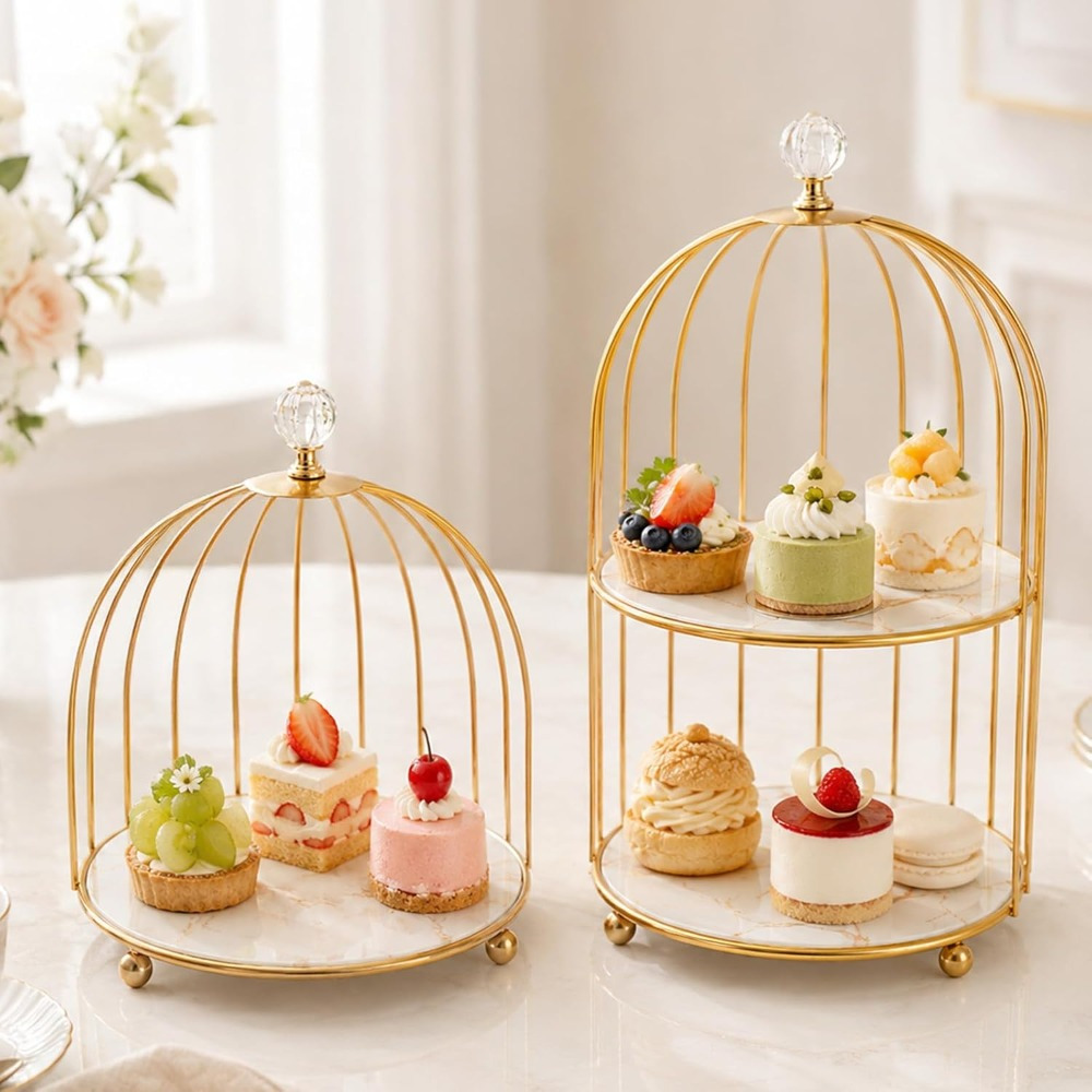 TEMU 2 Pack Cake Display Stand Set, Elegant Metal Dessert Serving Trays With Different , Cupcake Display Holder For Cakes, Snacks, Fruits, Candy &