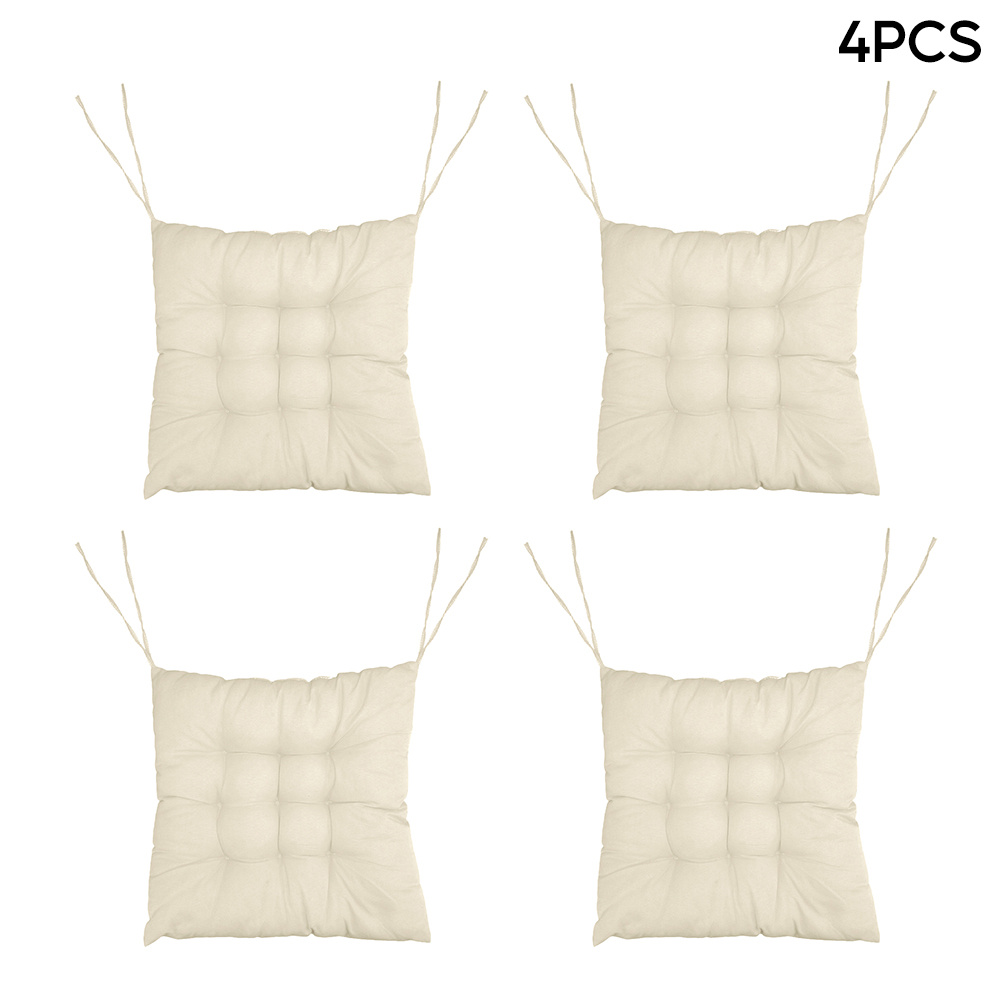 4PCS Set of Sandpaper Fabric Square Cushions, Beige