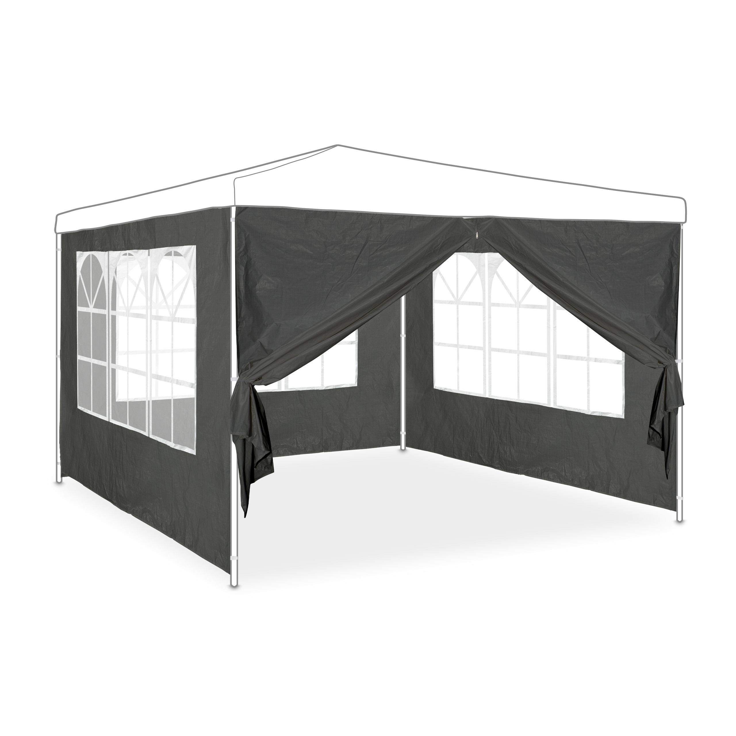TEMU Parois de tonnelle avec fenêtres, lot de 4, 3 panneaux avec fenêtres et 1 panneau avec fermeture éclair, 2 x 3 m, PE et PVC, , avec attaches