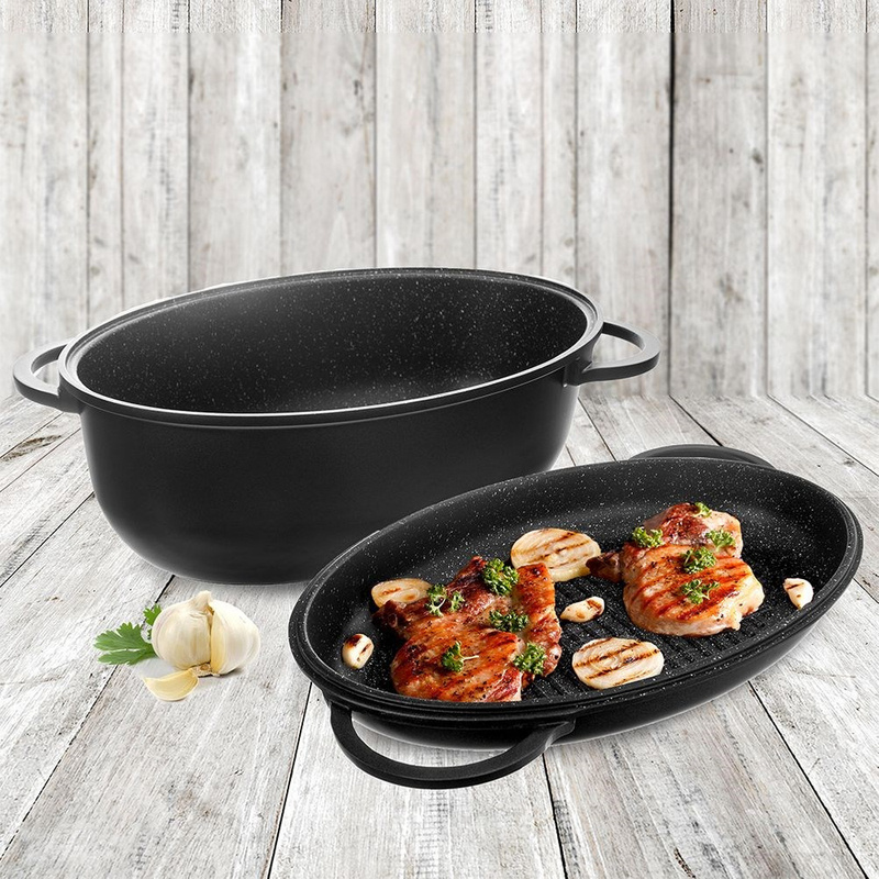 Image of Granite 2-in- 10l Roasting Pan With Lid, 43x28 Cm