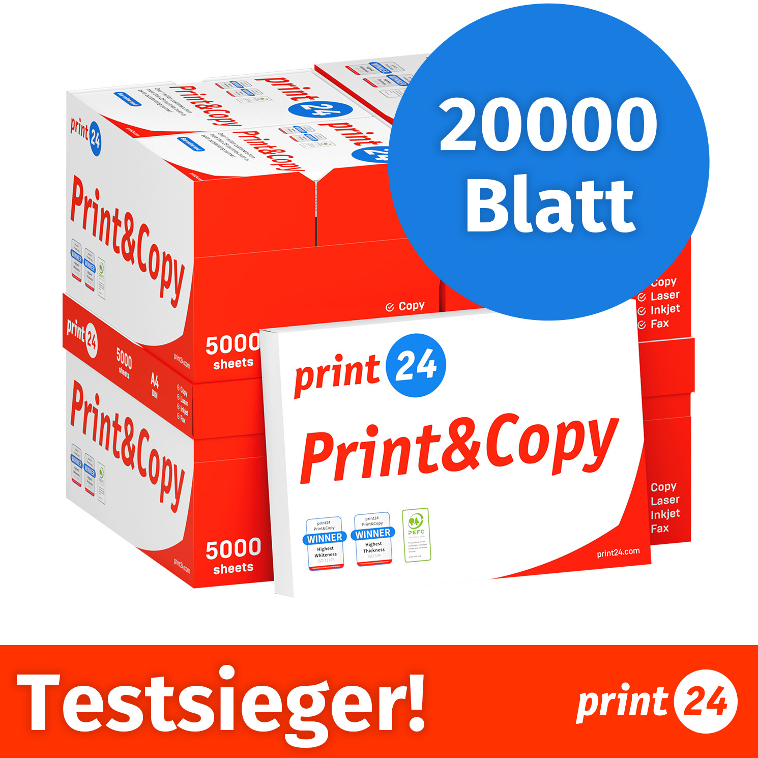 Image of Printer Paper 20000 Sheets 40 X 500 A4 80g Certified
