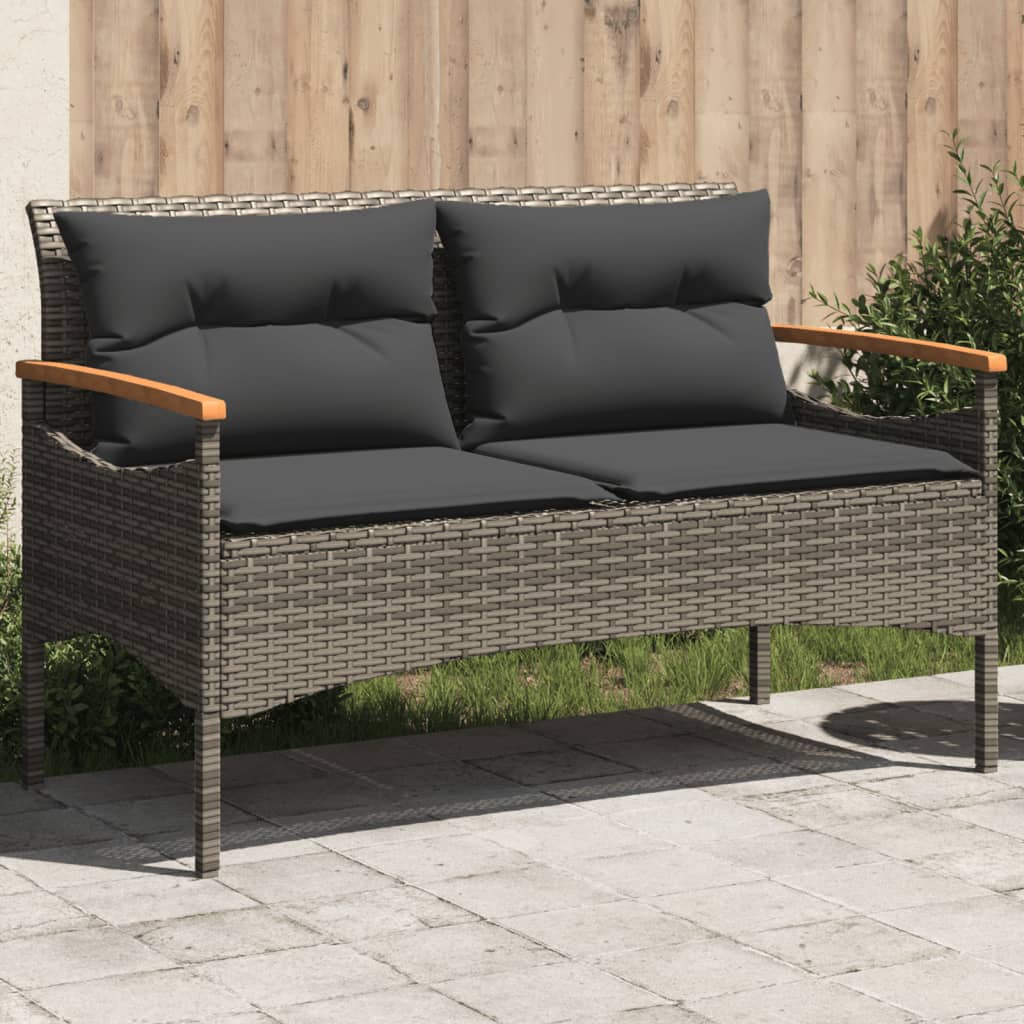 Image of Vidaxl Garden Bench Park Bench Garden Furniture Bench With Cushion Poly Rattan