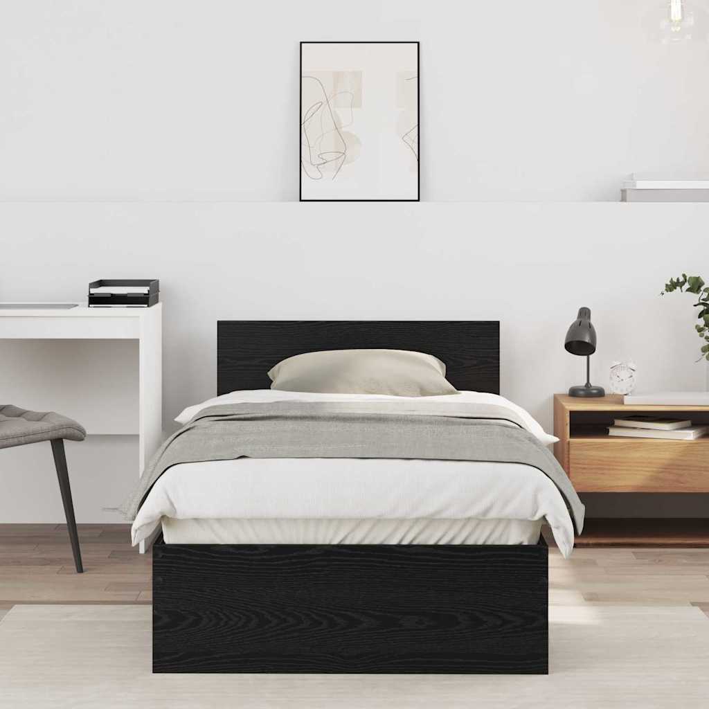 Vidaxl Bed Frame Optics 75 X 190 Cm Wood, Modern Bed Frame With Headboard, Stylish Furniture For Apartments, Space-, Stable And Comfortable