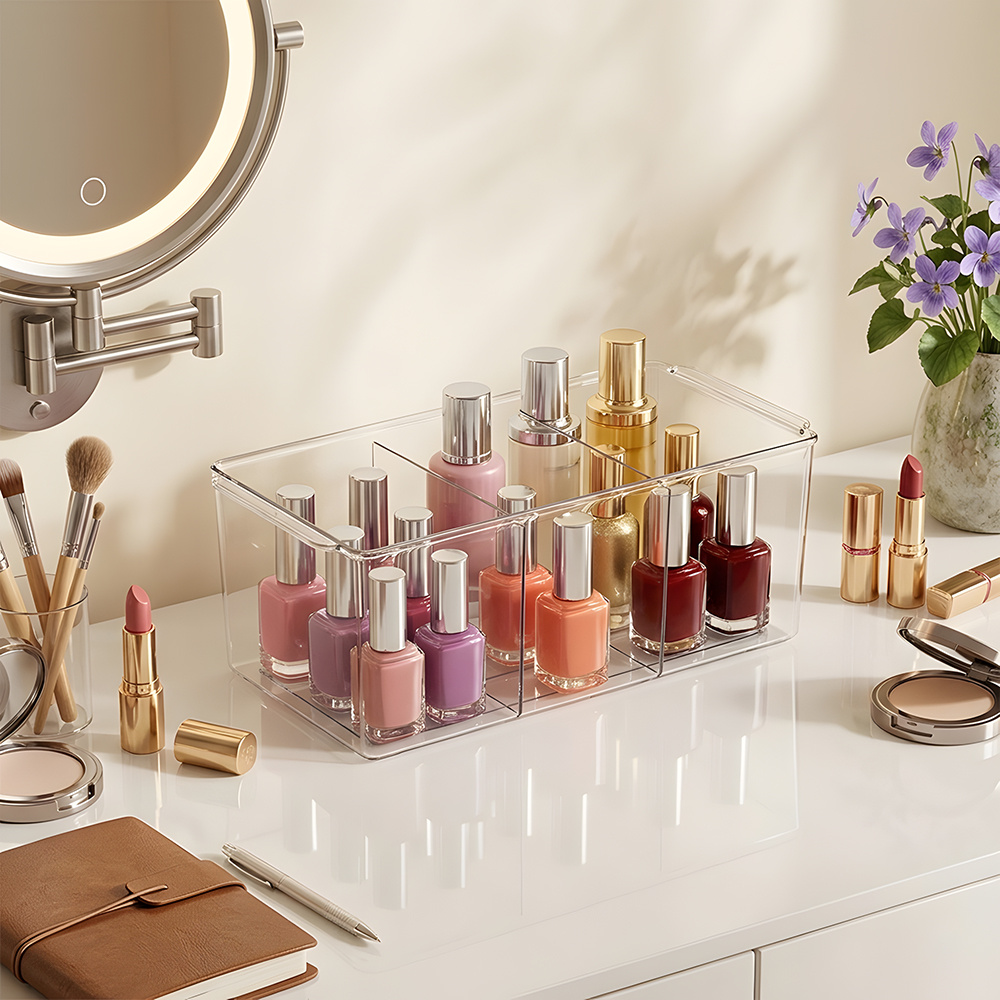 Vanity Table Cosmetic Storage Box with Dividers