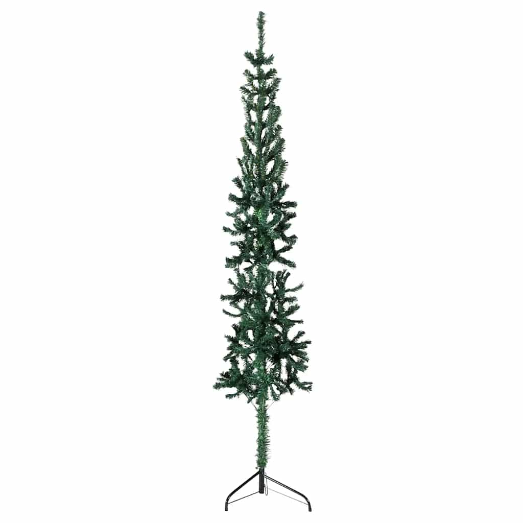 TEMU Slim Half Christmas Tree With Stand, Green, 240 Cm - Artificial Christmas Tree, Christmas Decorations, Christmas Tree For Sale, Christmas Tree