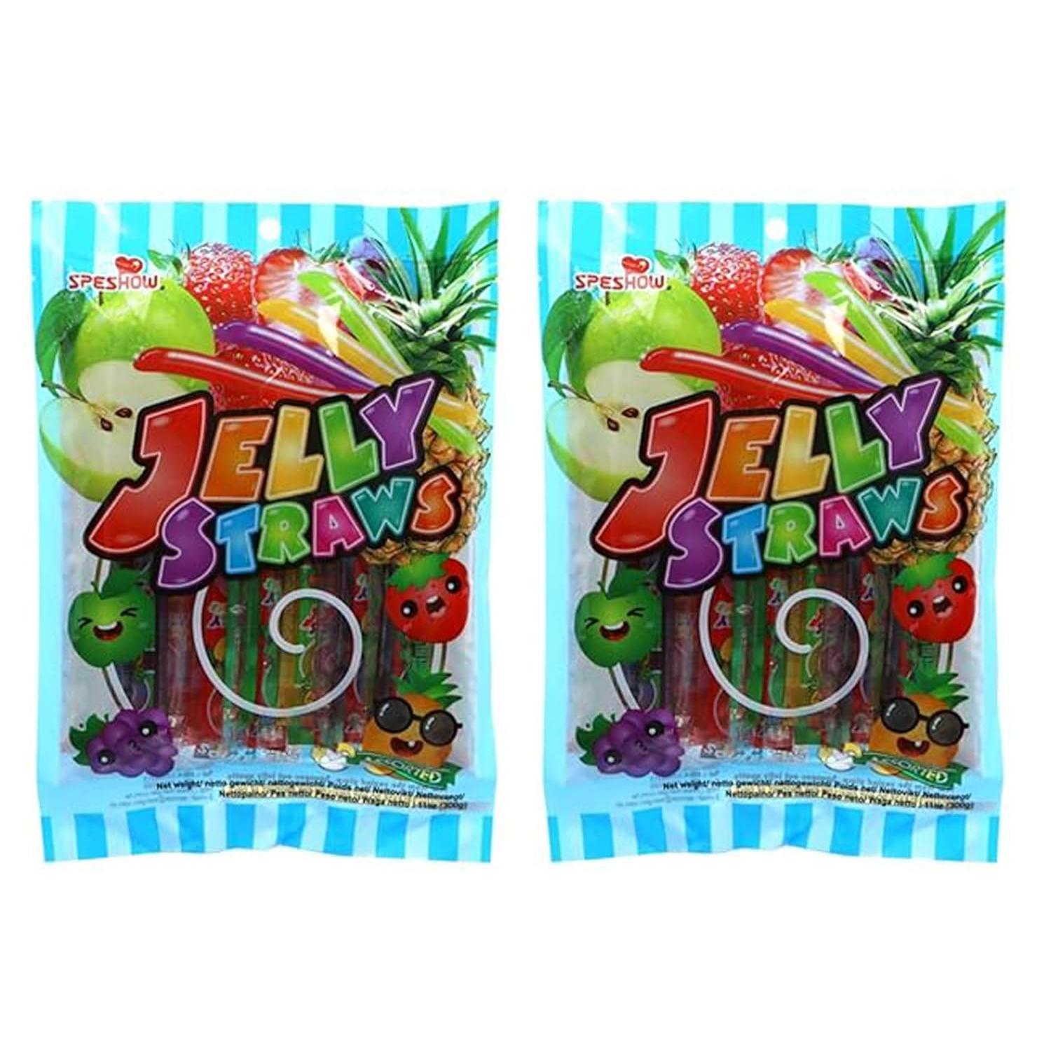 Image of 2-pack Fruit Gummy Jelly Straws Strips Mix – Colorful Fruit-flavored Chew Strips – Ideal For Snacking, Sharing & Gifting (2 X 300g)