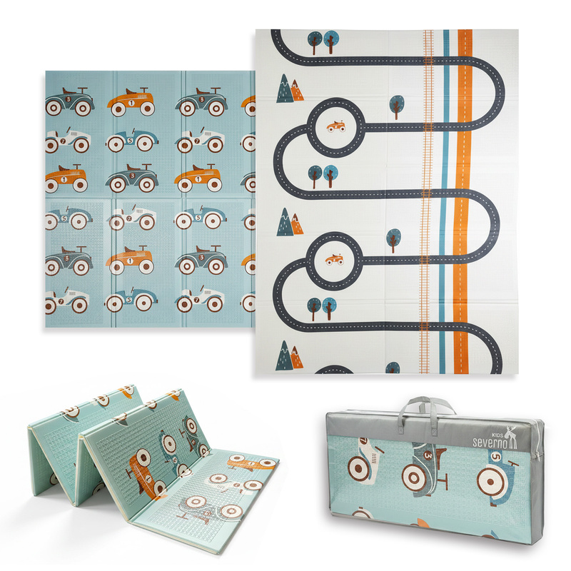 Image of Double-sided Piano Mat For Kids Severno Kids Vintage Cars 150x200 Cm
