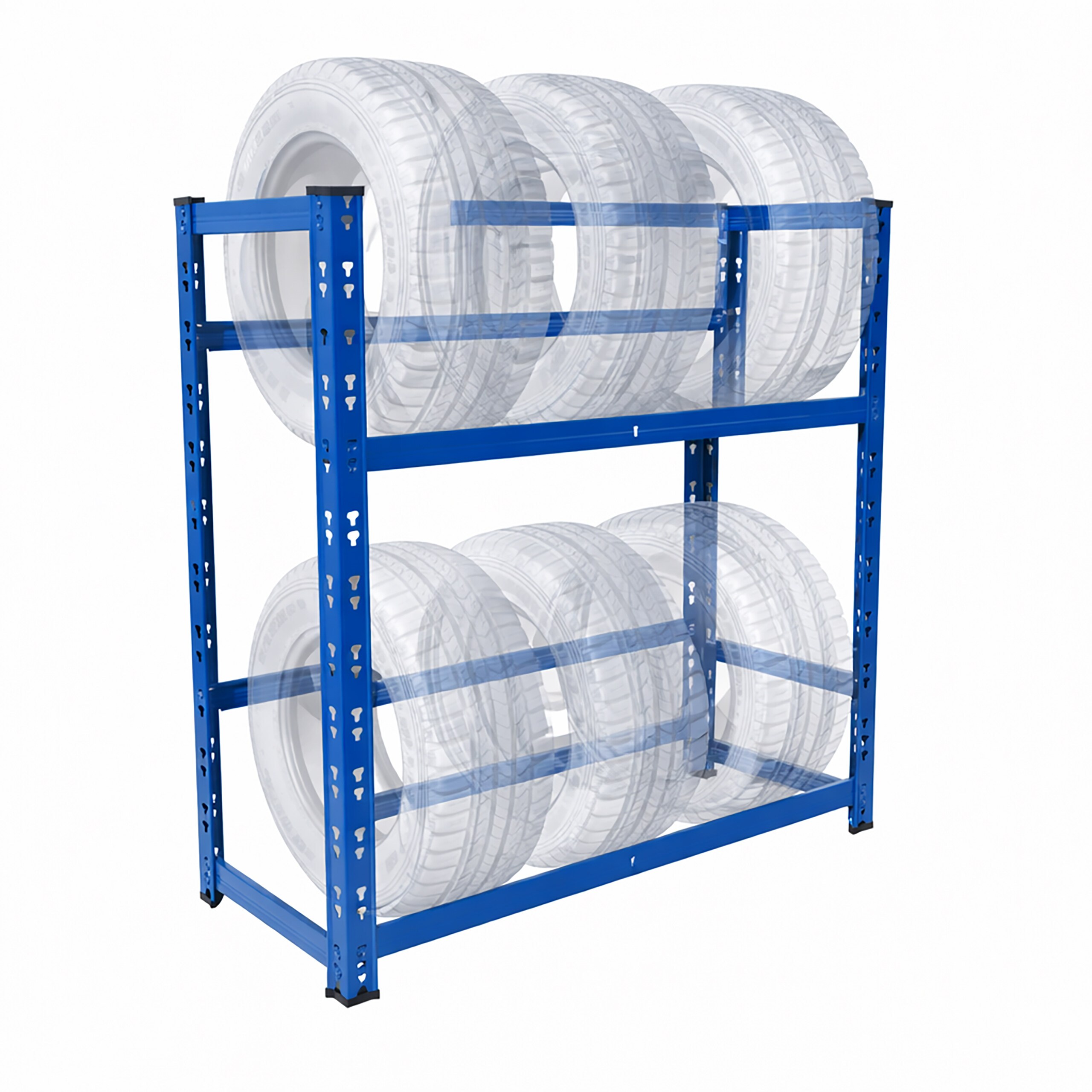 TEMU Scaffale pneumatici blu, per 4-6 pneumatici, 100 x 85 x 35 cm, acciaio con protezioni laterali in plastica, portata 150 kg per ripiano, ripiani