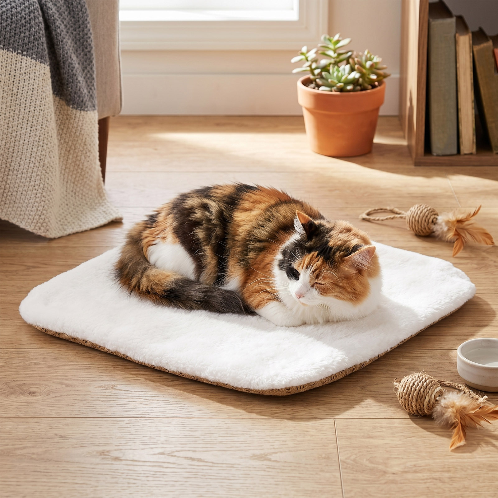 Square Soft Cat Sleeping Pad, Comfortable Pet Bed Cushion